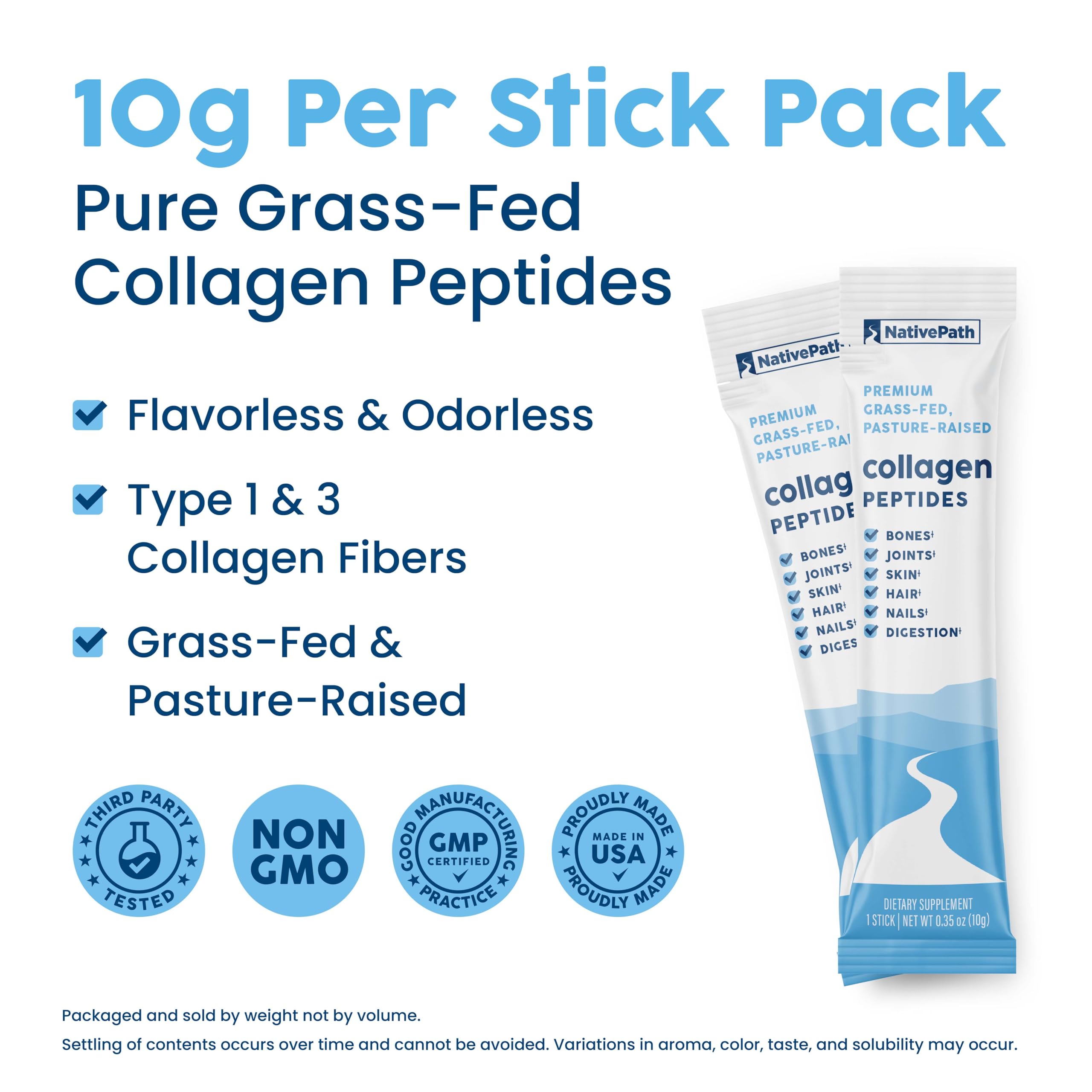 NativePath Collagen Peptides stick pack opened