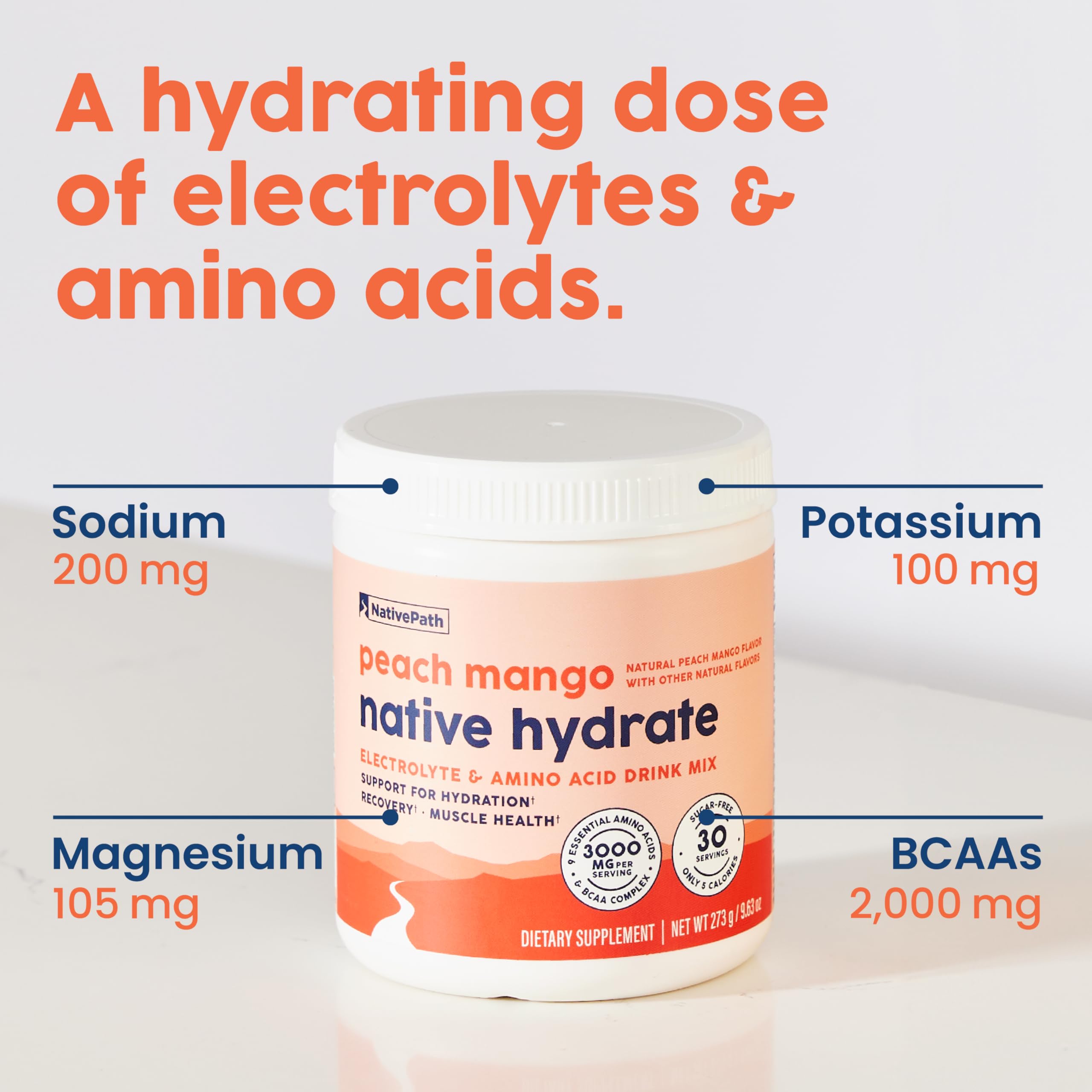 NativePath Hydrate 3-in-1 Electrolyte Powder back view packaging