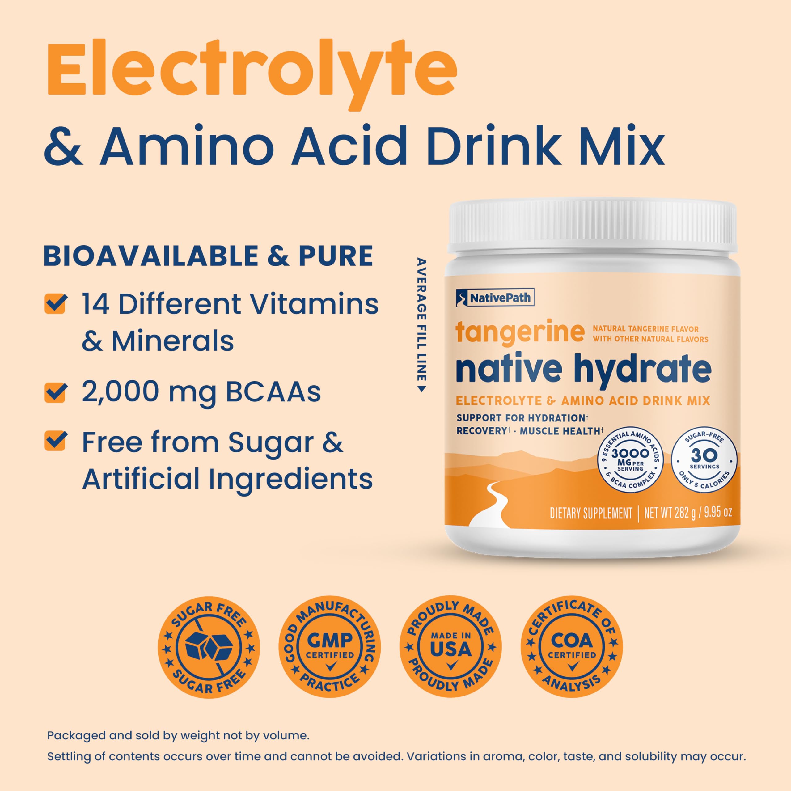 NativePath Hydrate 3-in-1 Electrolyte Powder with water in a glass