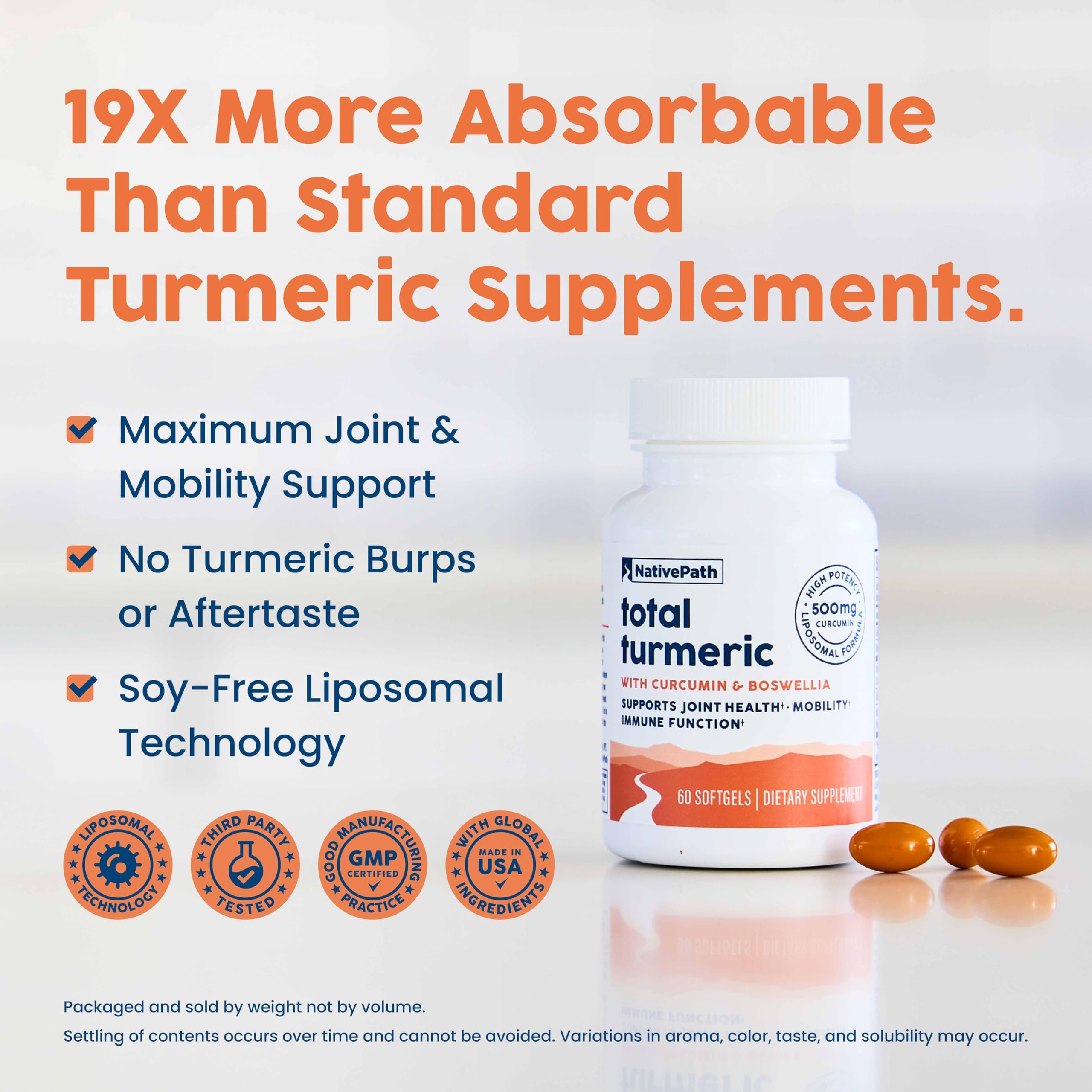 NativePath Turmeric Extract Softgels 500mg bottle with label