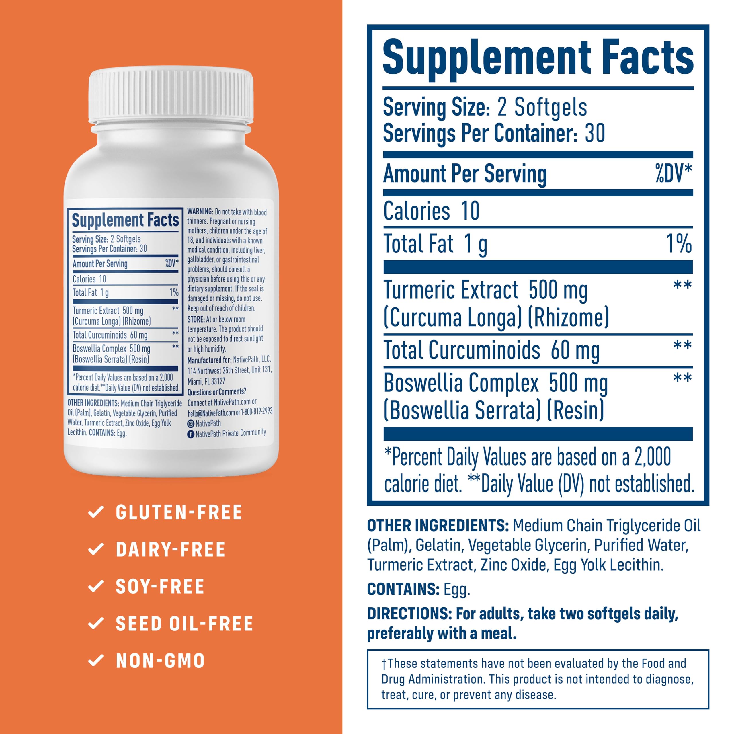 NativePath Turmeric Extract Softgels 500mg side view