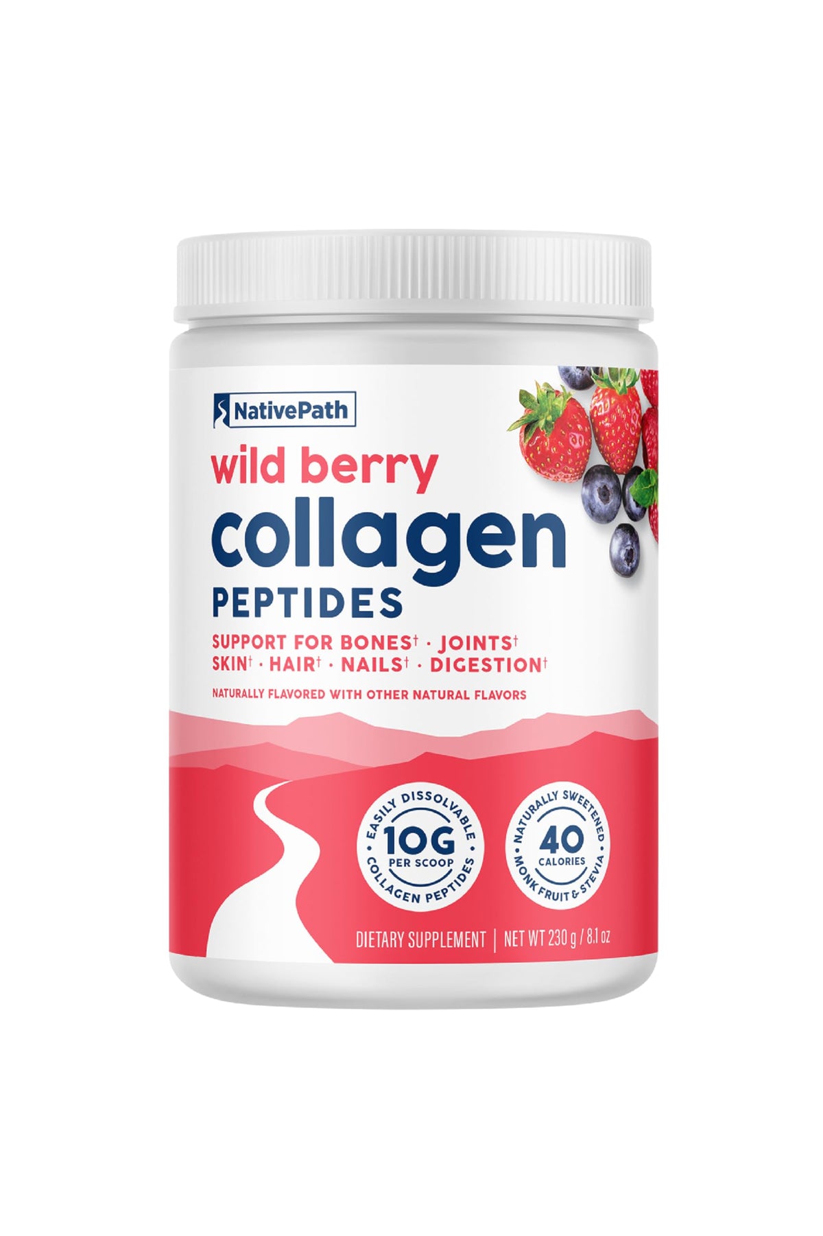 NativePath Wild Berry Collagen Peptides 231g front view