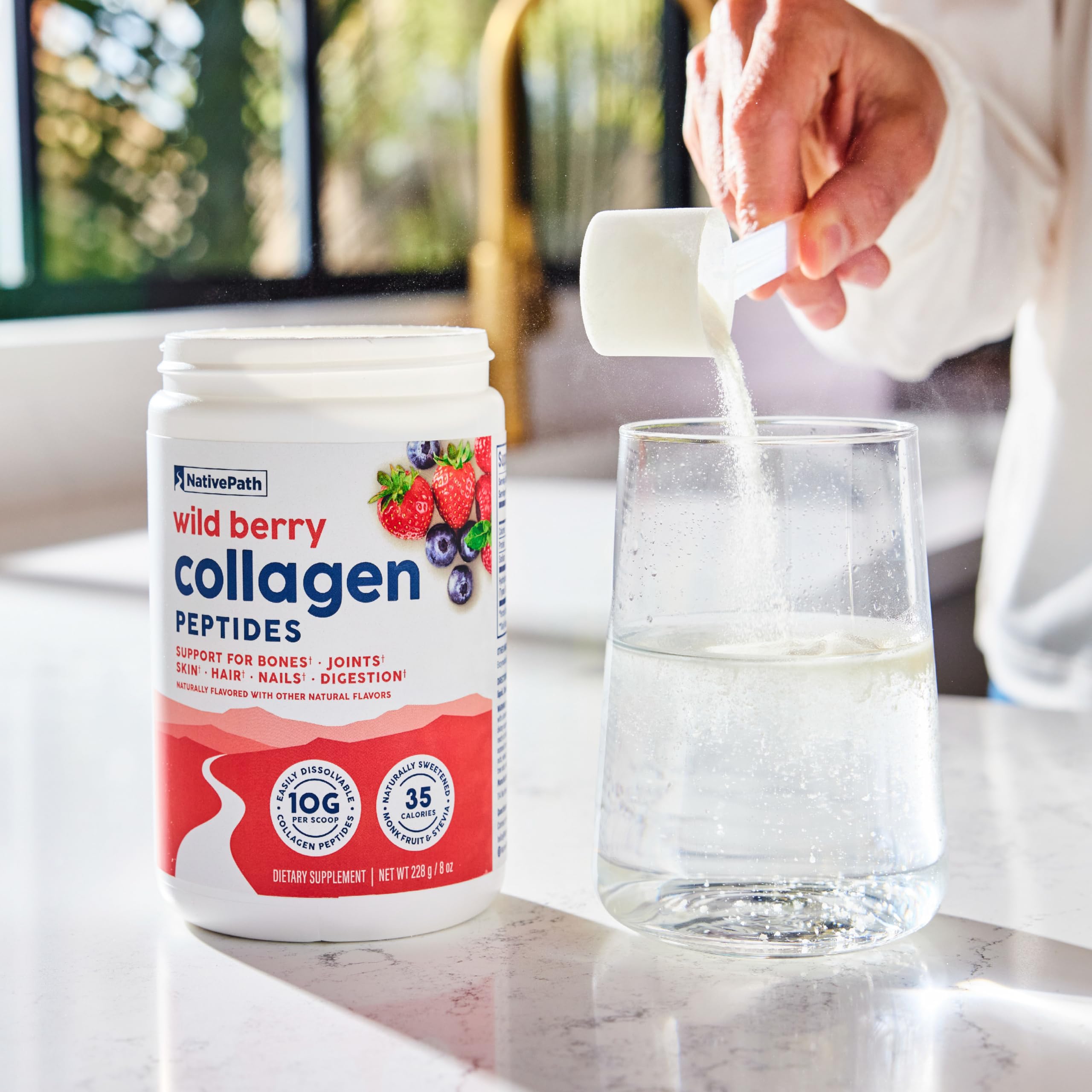 NativePath Wild Berry Collagen Peptides with fresh berries