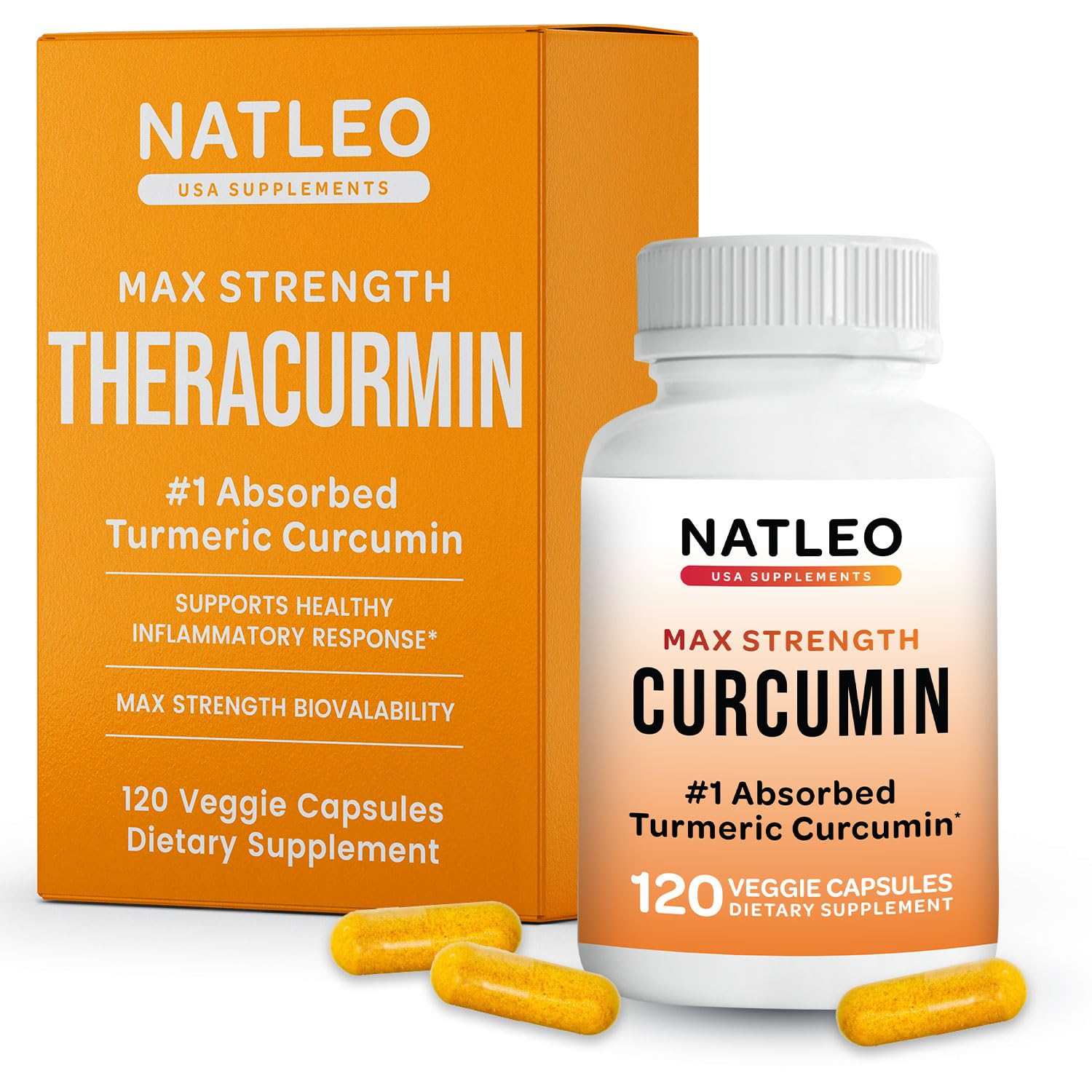 Natleo USA Turmeric Curcumin Capsules front view