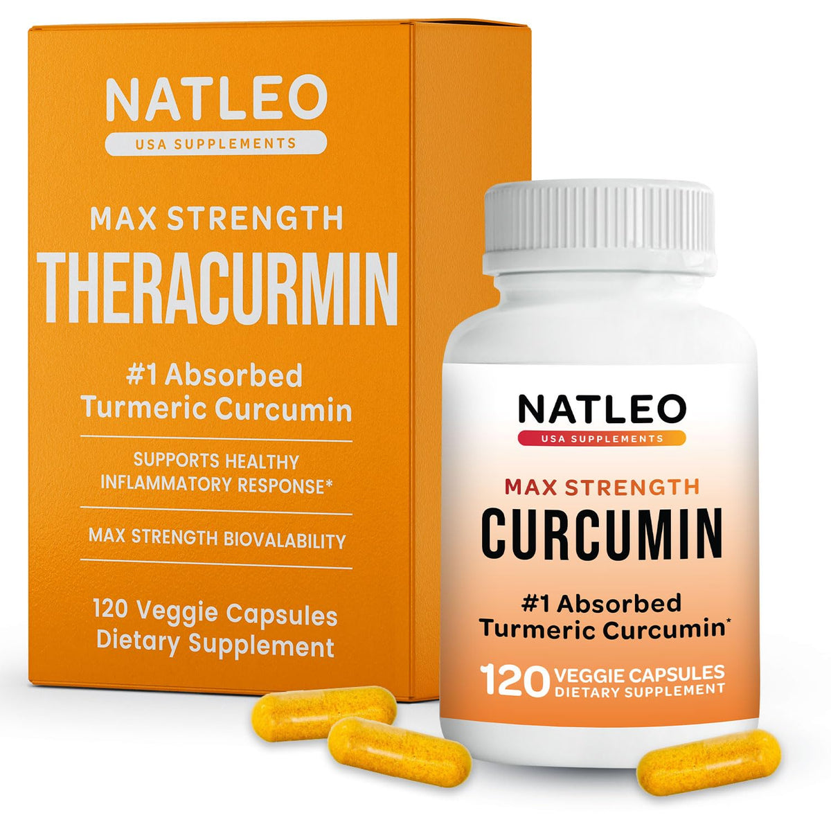 Natleo USA Turmeric Curcumin Capsules front view