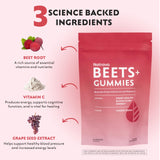 Natrava BEETS+ Gummies displayed in a hand for size reference