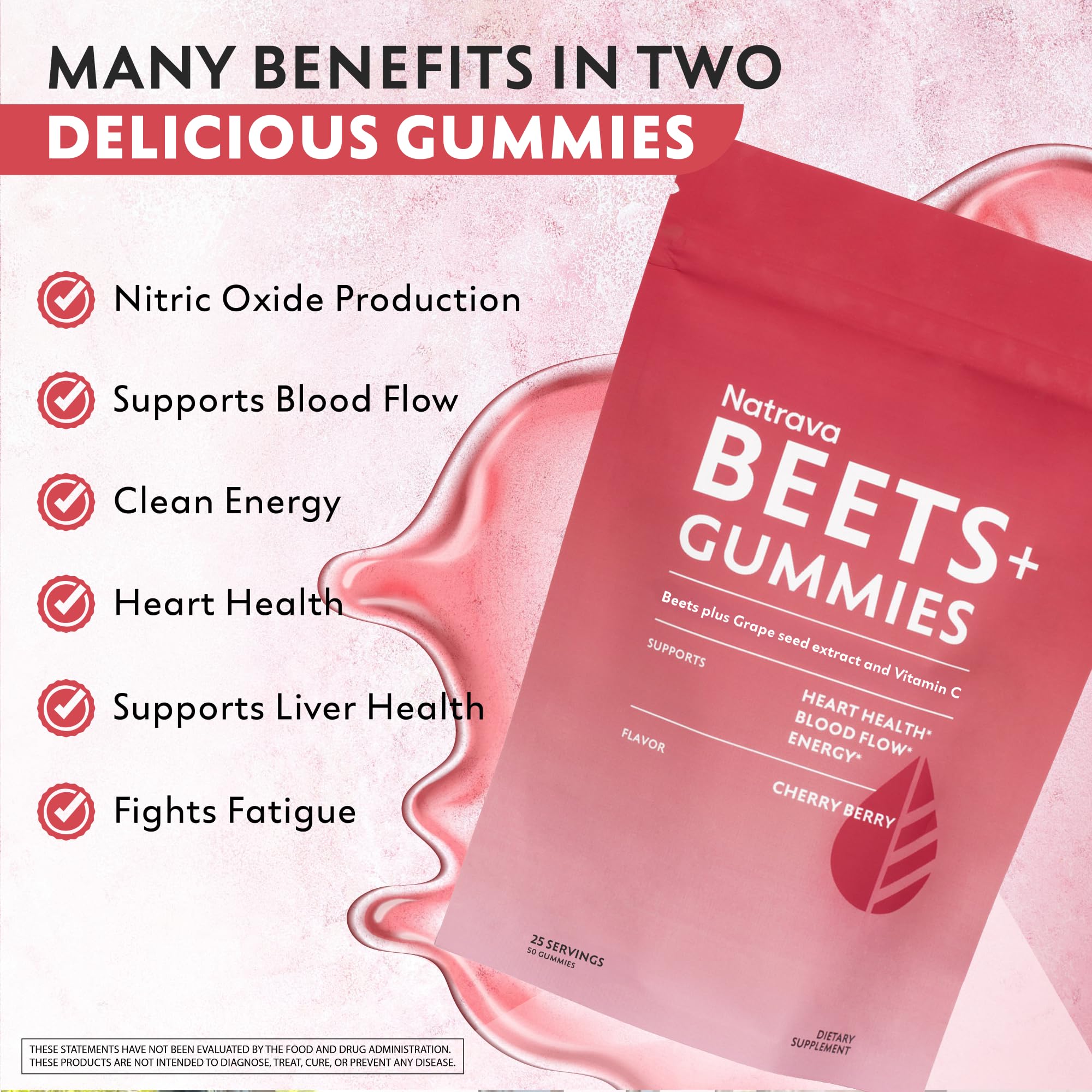 Natrava BEETS+ Gummies on a wooden table with fresh beets