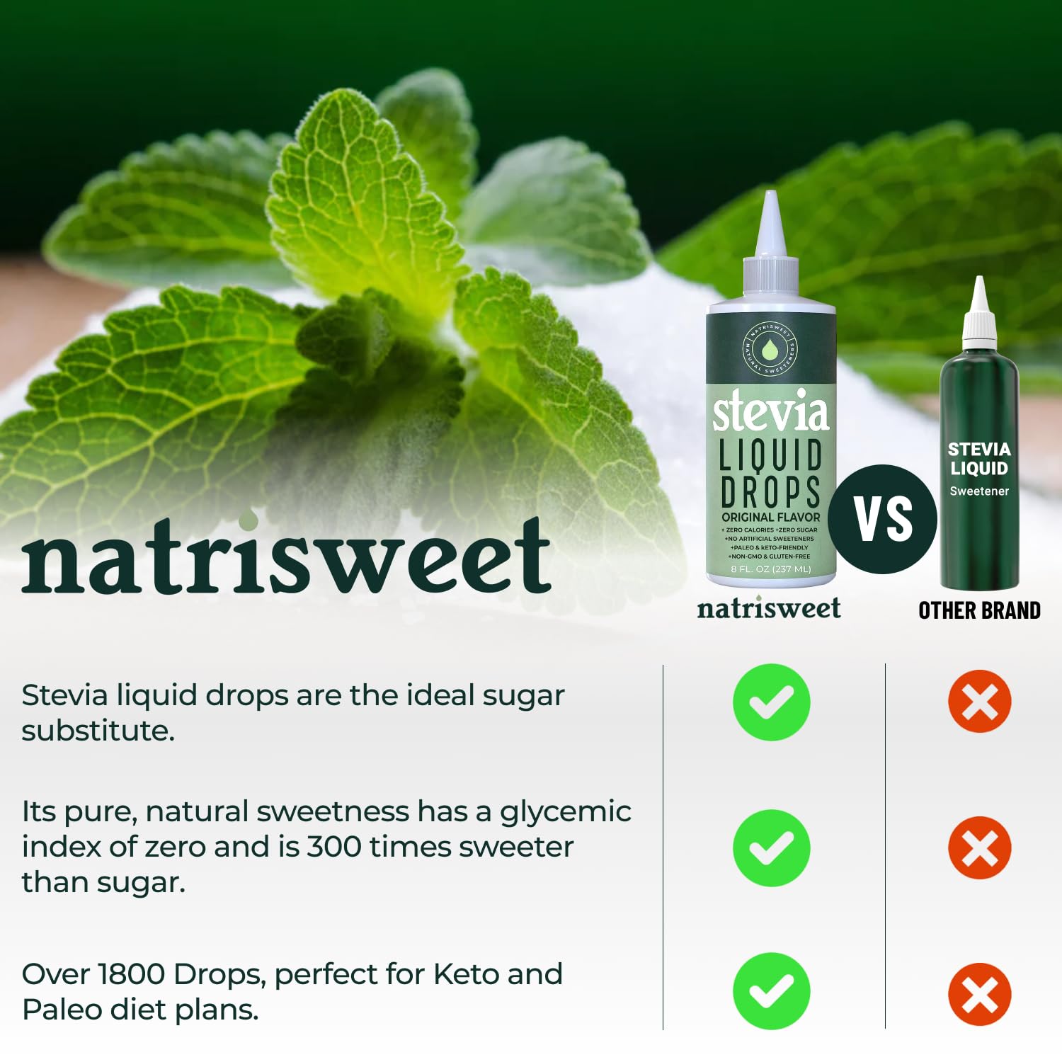 NatriSweet Pure Liquid Stevia Sweetener 227g bottle with cap