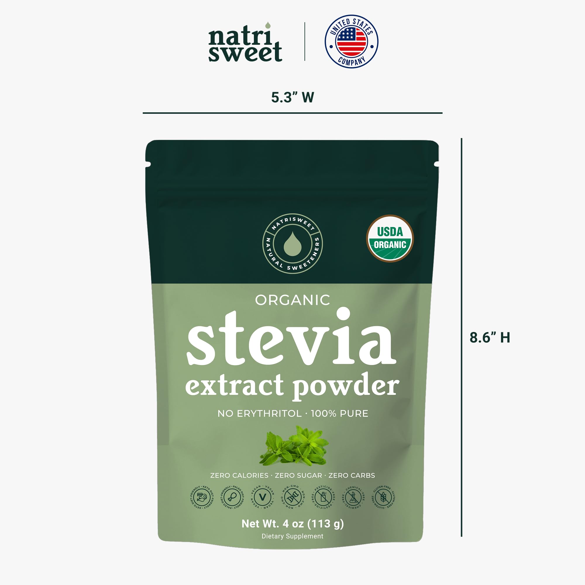 NatriSweet Pure Stevia Powder 91g close-up of powder