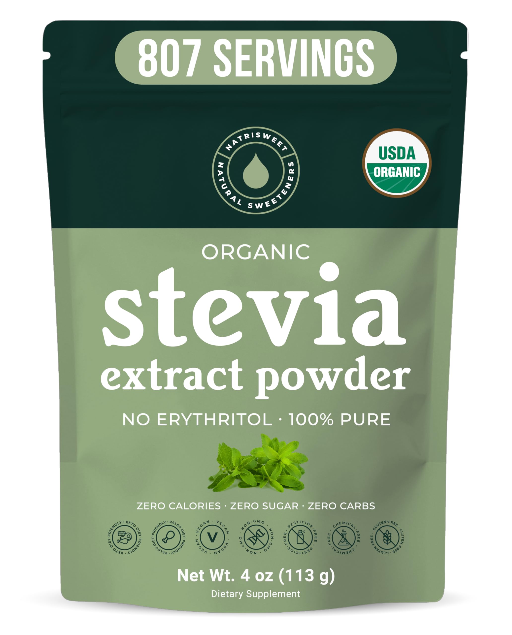 NatriSweet Pure Stevia Powder 91g front view