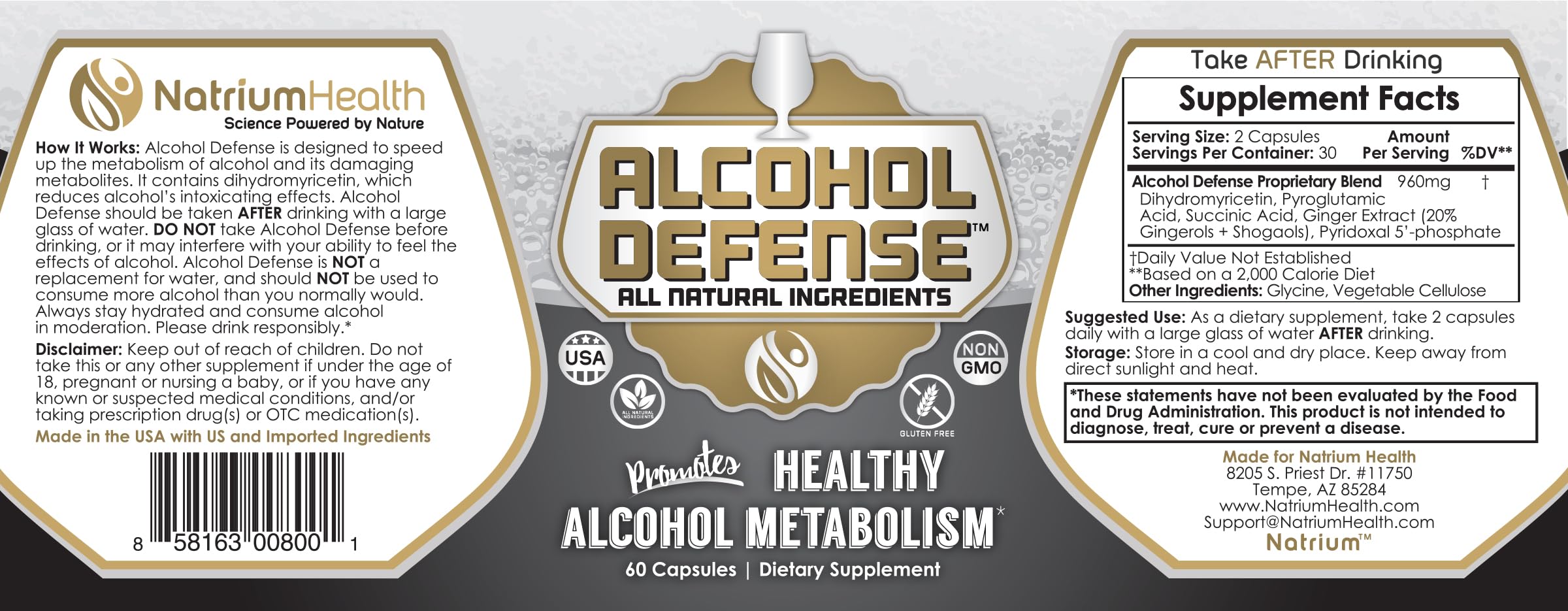 Natrium Health Alcohol Defense Capsules close-up of the capsule