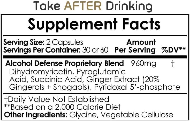 Natrium Health Alcohol Defense Capsules displayed with a glass of water