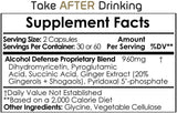 Natrium Health Alcohol Defense Capsules displayed with a glass of water