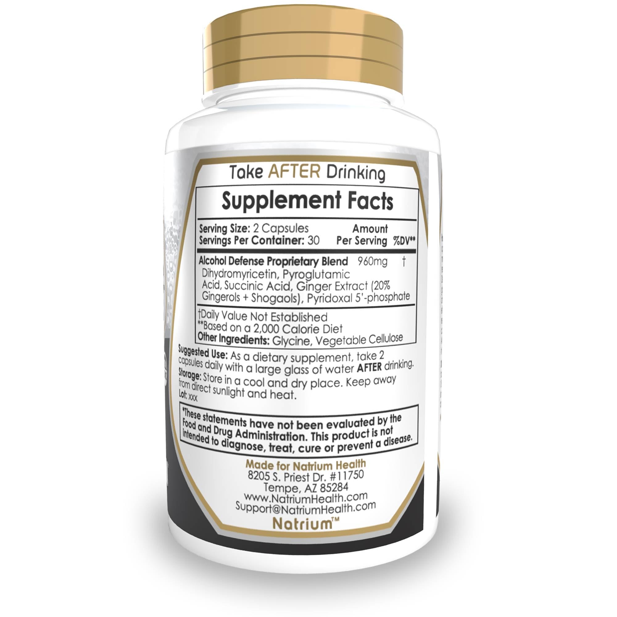 Natrium Health Alcohol Defense Capsules side view showing capsule details