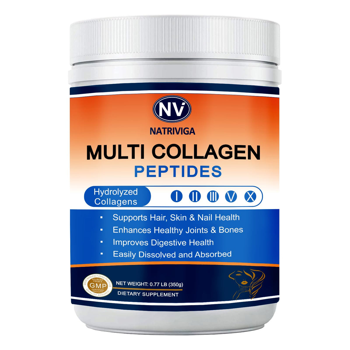 NATRIVIGA Multi Collagen Peptides 350g front view