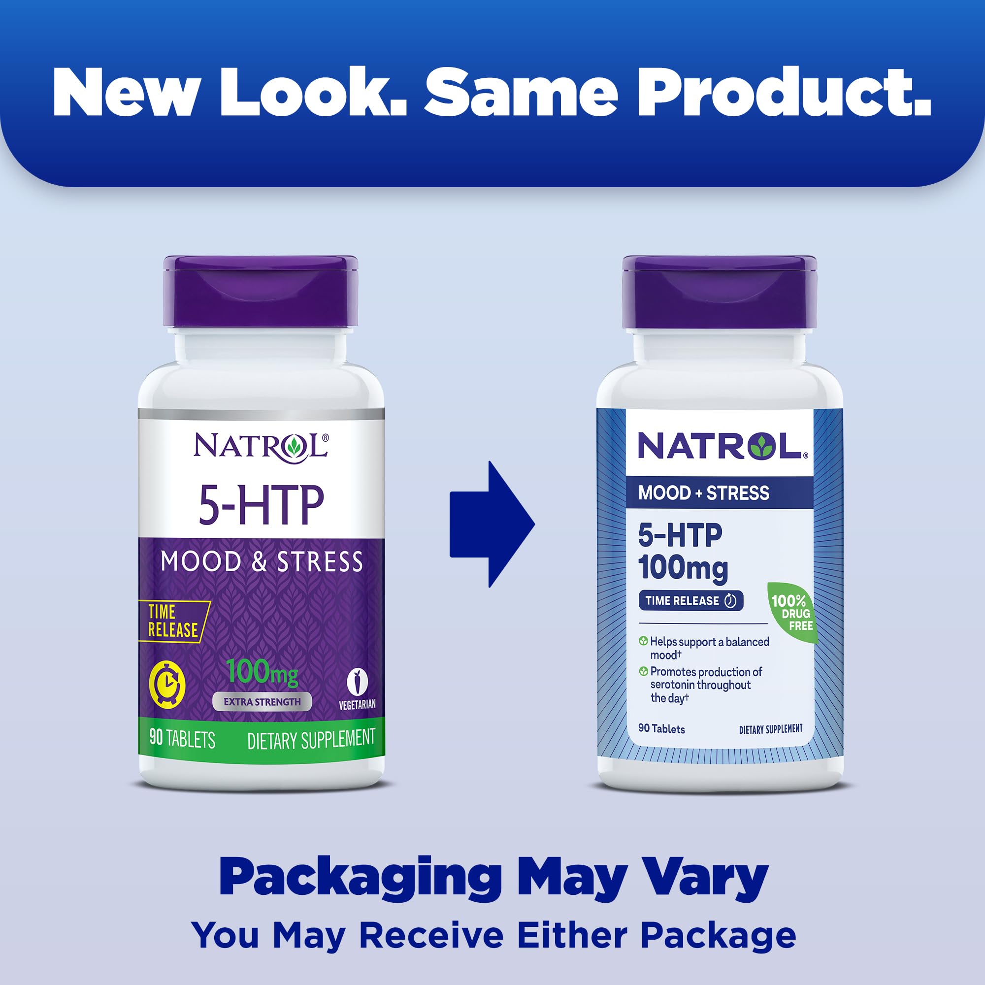 Natrol 5-HTP 100 mg bottle side view
