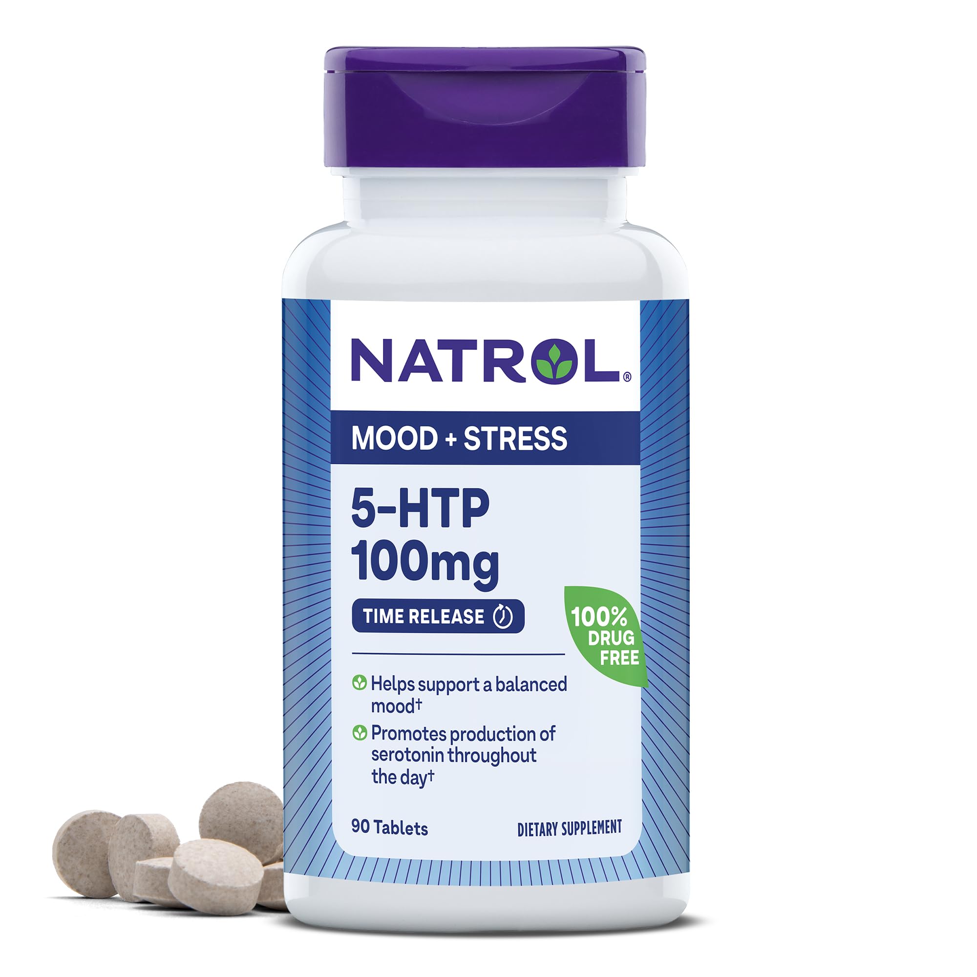 Natrol 5-HTP 100 mg time release tablets front view