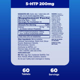 Natrol 5-HTP 200mg tablets on a wooden surface