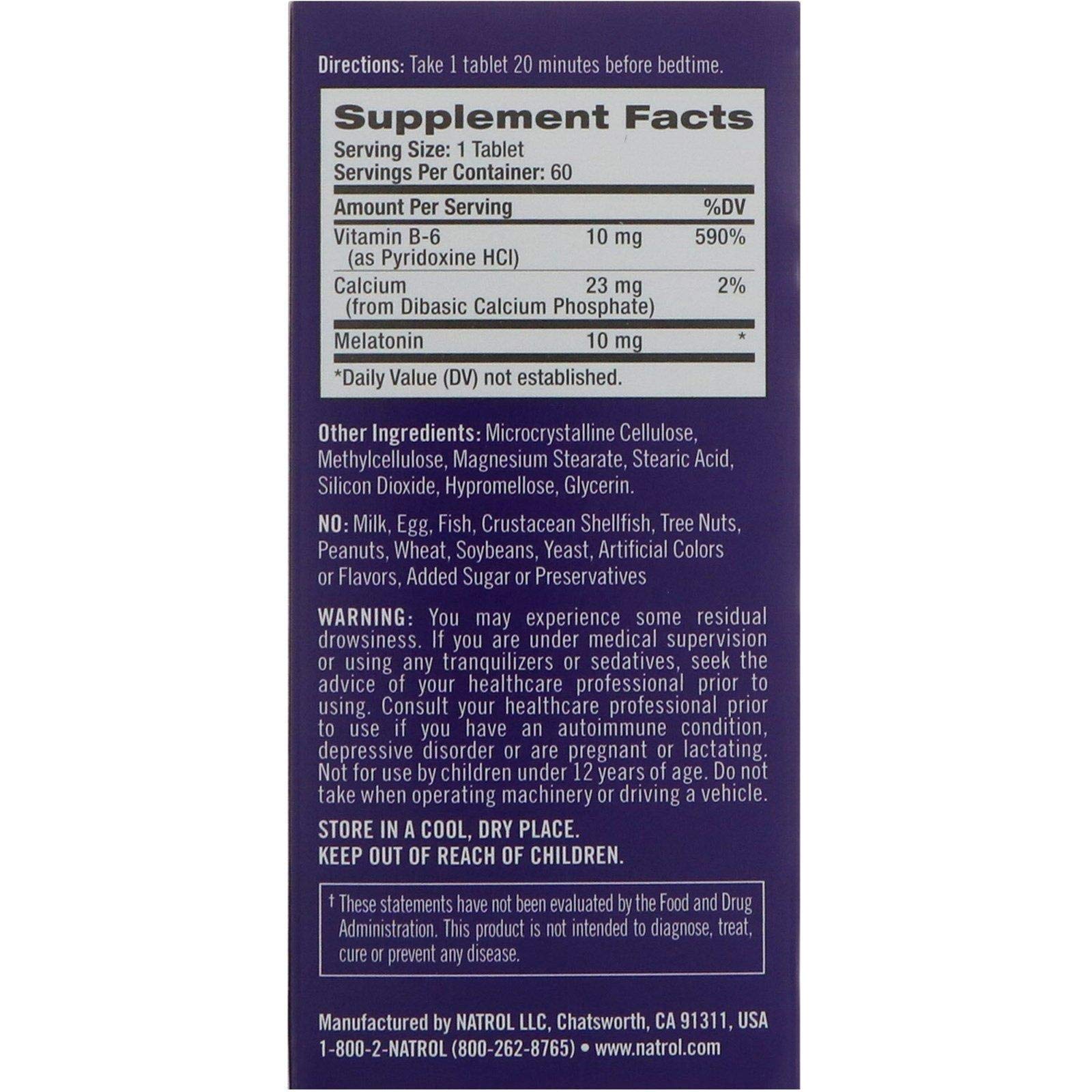 Natrol Advanced Sleep Melatonin Tablets 10 mg packaging side view