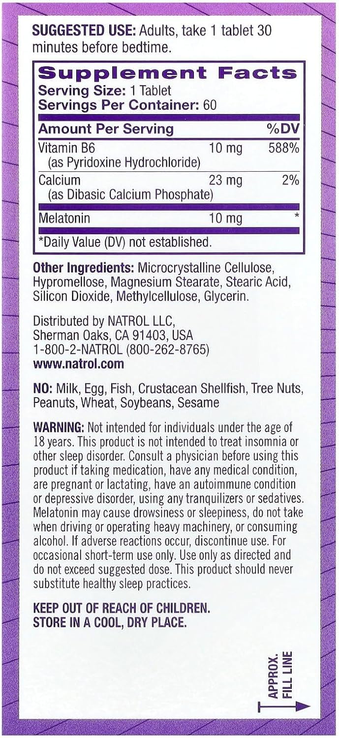 Natrol Advanced Sleep Melatonin Tablets 10 mg side view