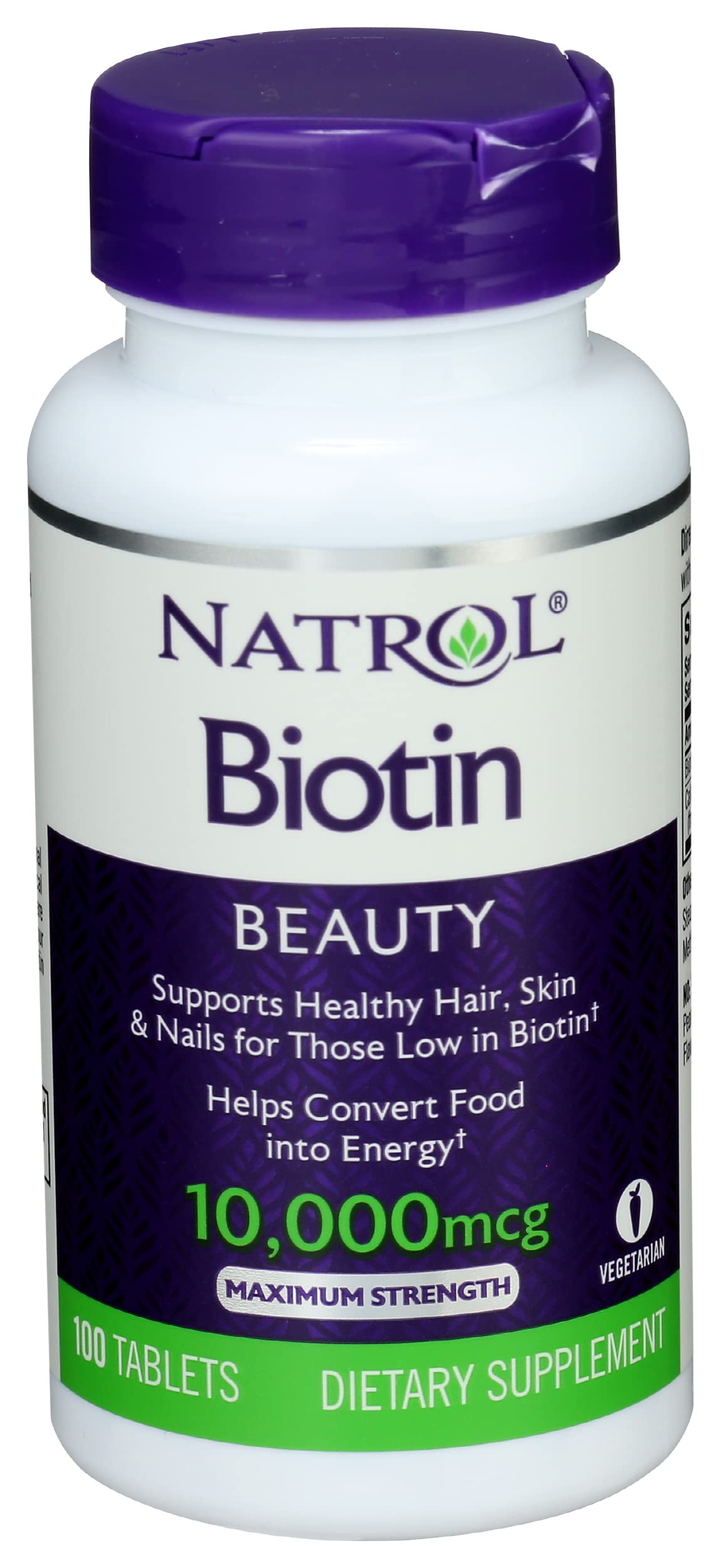Natrol Biotin 100 tablets front view
