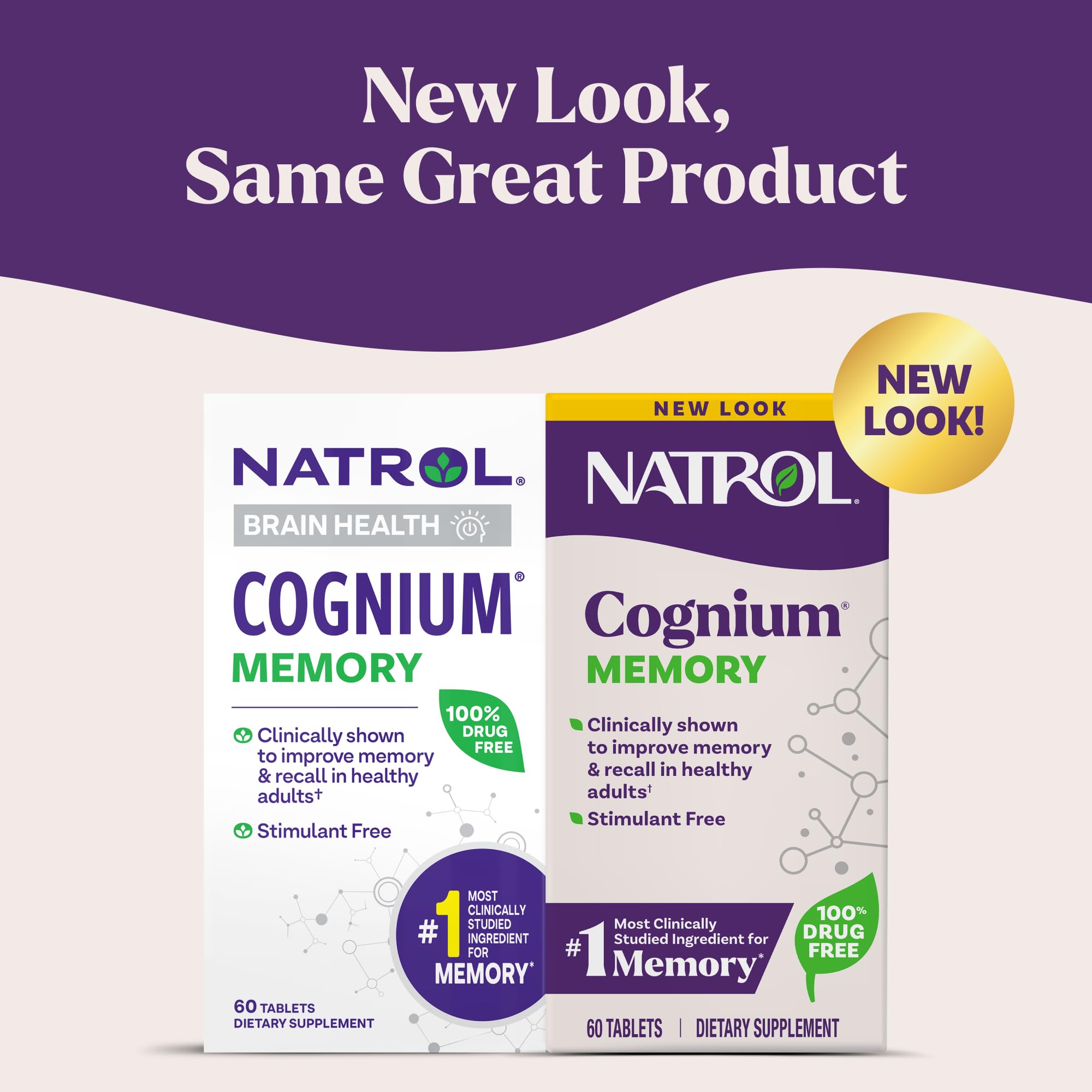 Natrol Cognium Memory 30 Tablets packaging side view