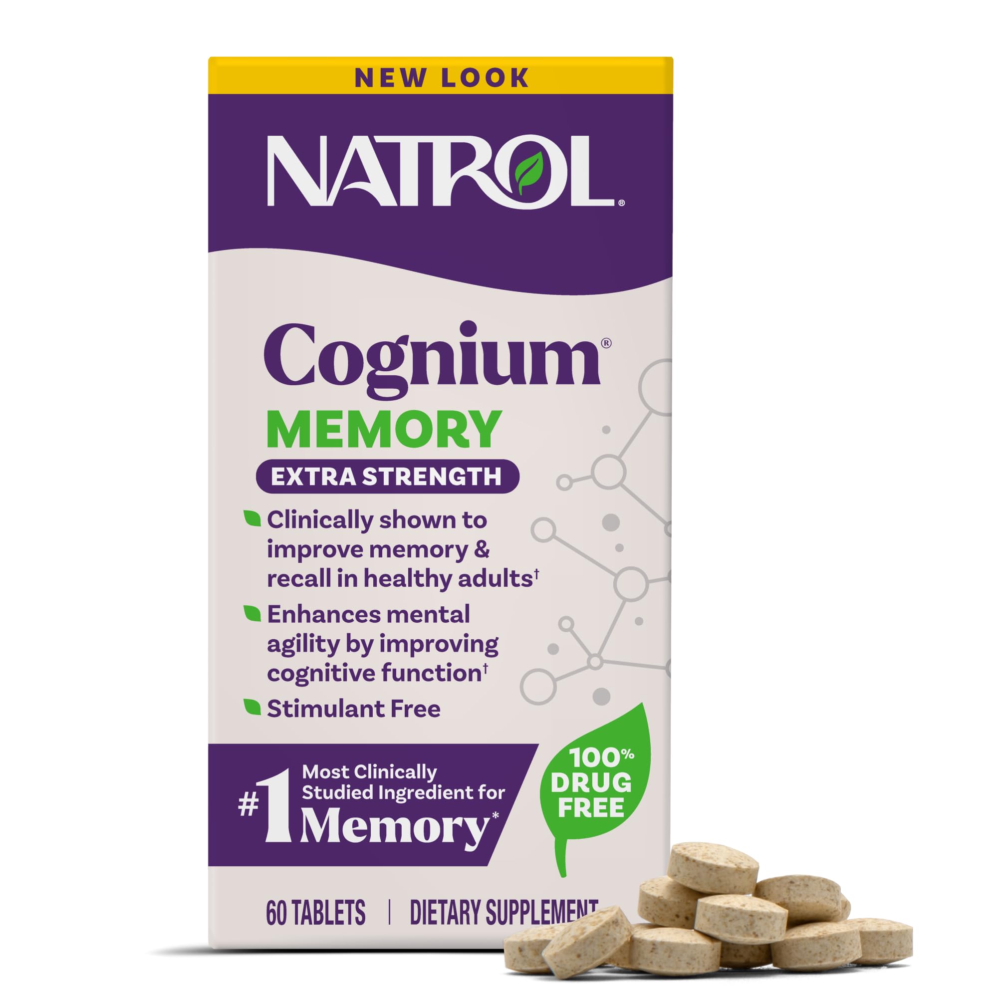 Natrol Cognium Memory Extra Strength 30 Tablets front view