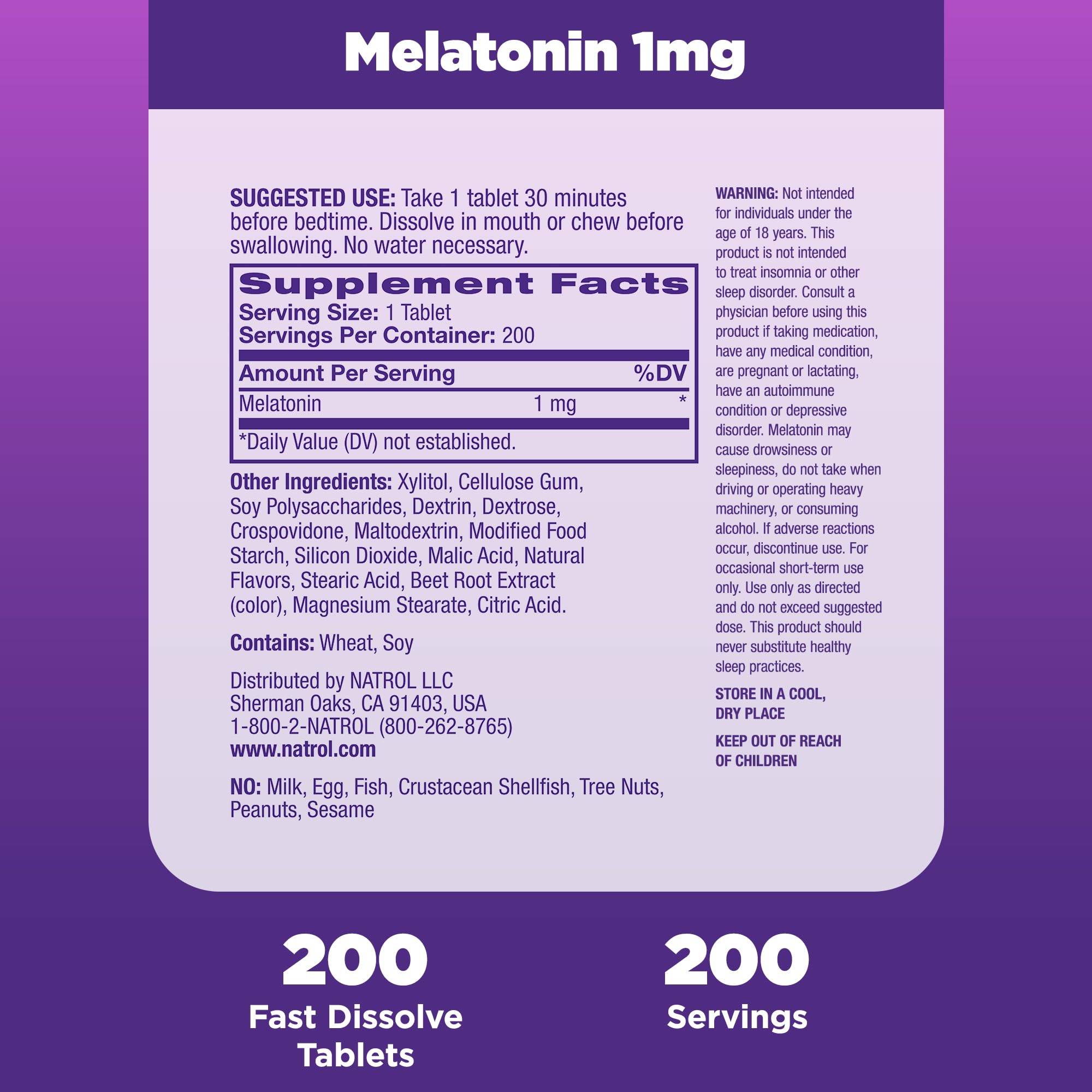 Natrol Fast Dissolve Melatonin 1 mg Tablets close-up of tablets