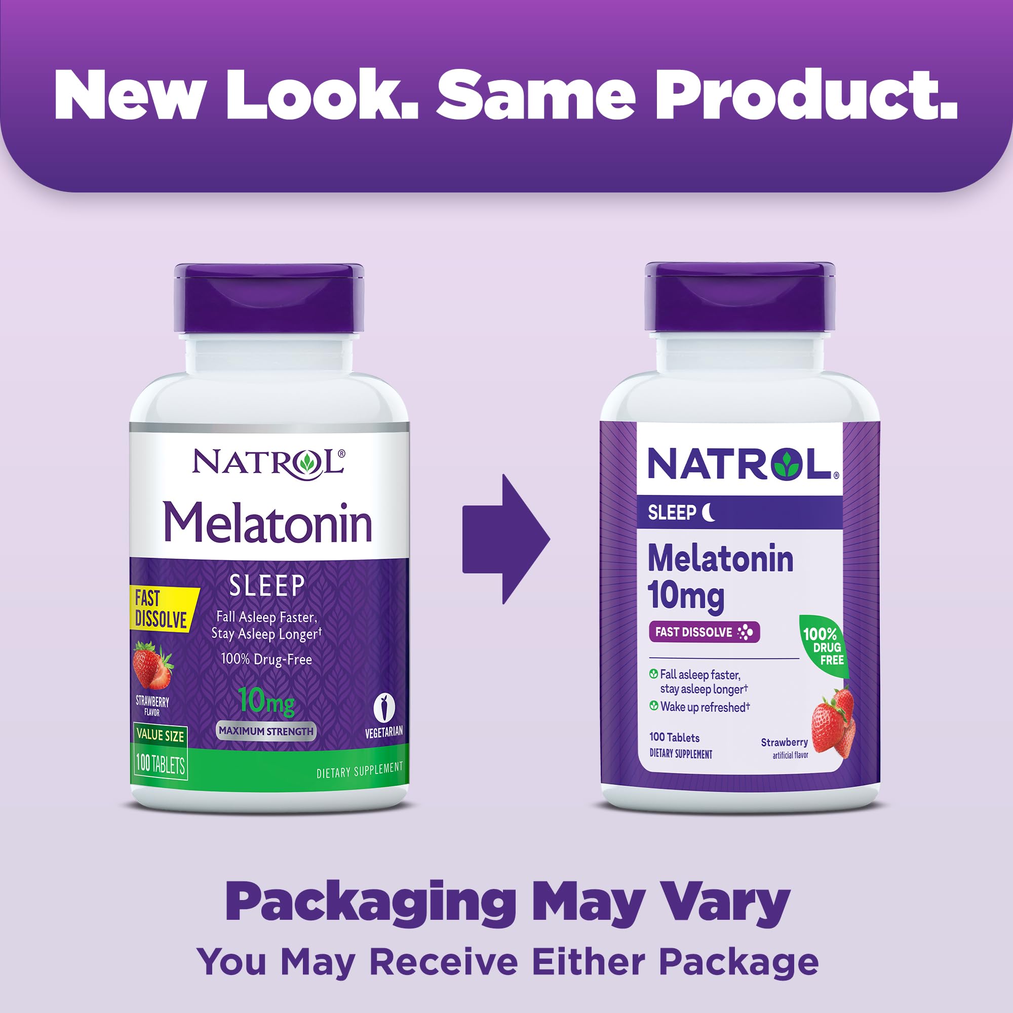 Natrol Fast Dissolve Melatonin 10 mg packaging side view