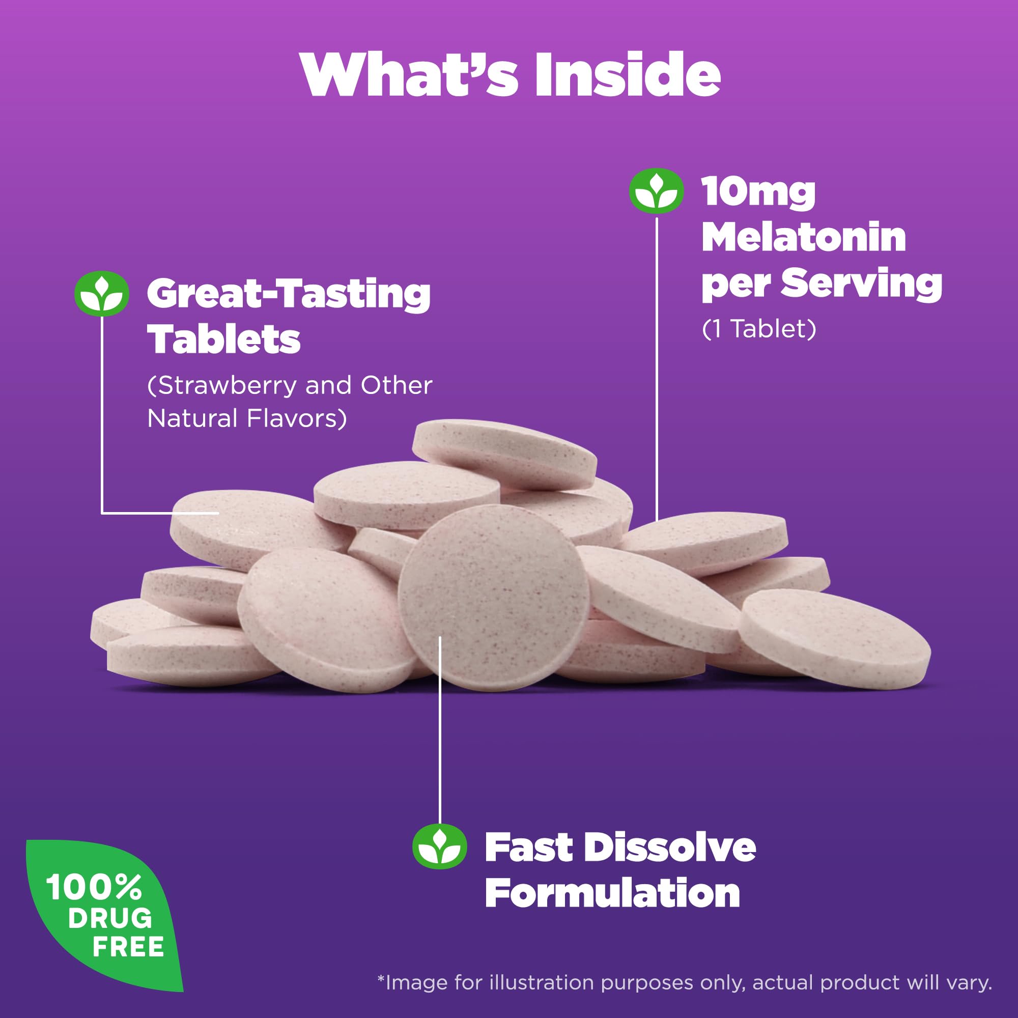 Natrol Fast Dissolve Melatonin 10 mg tablets in hand