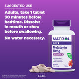 Natrol Fast Dissolve Melatonin 10 mg tablets with a glass of water