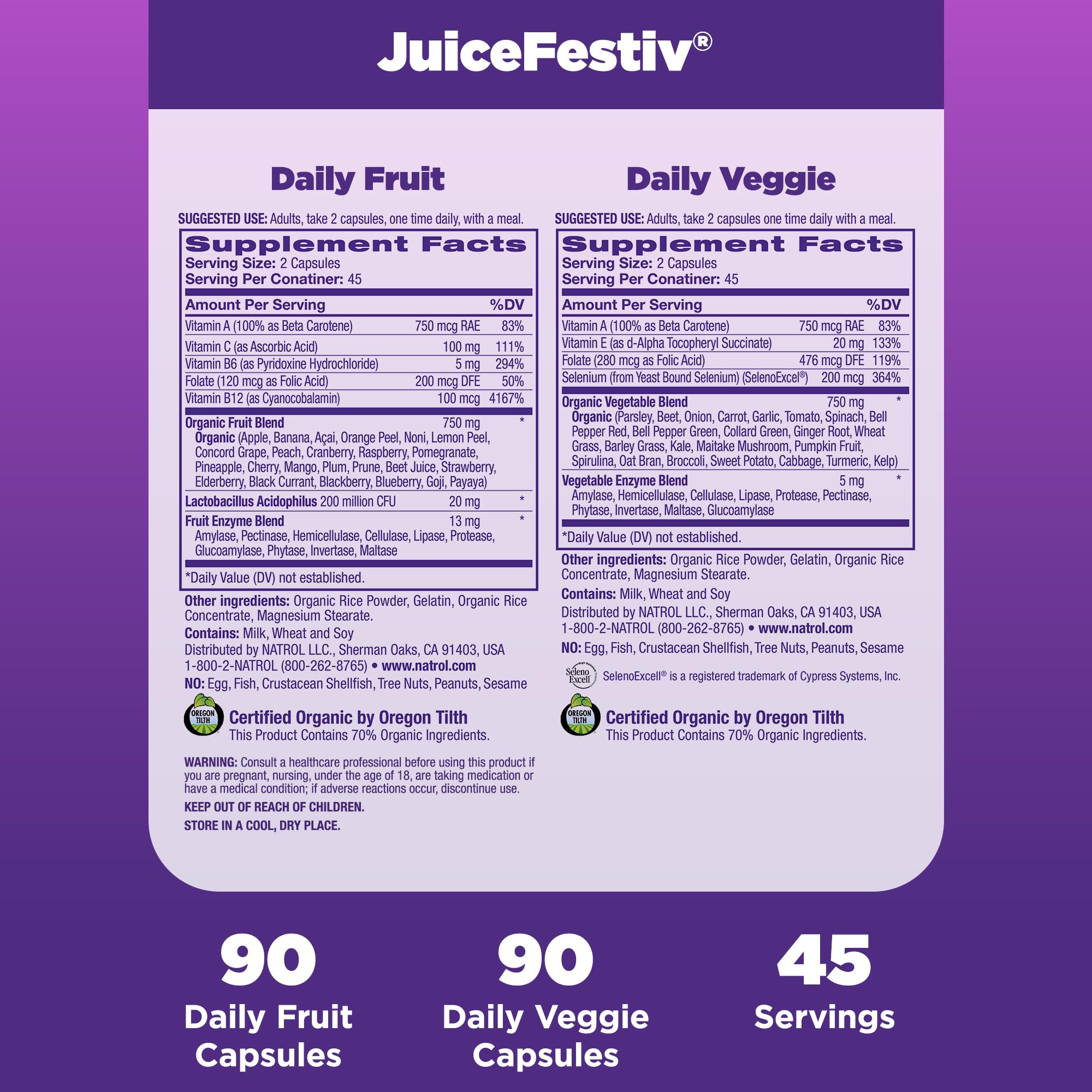 Natrol JuiceFestiv Daily Fruit & Veggie Capsules on a kitchen counter