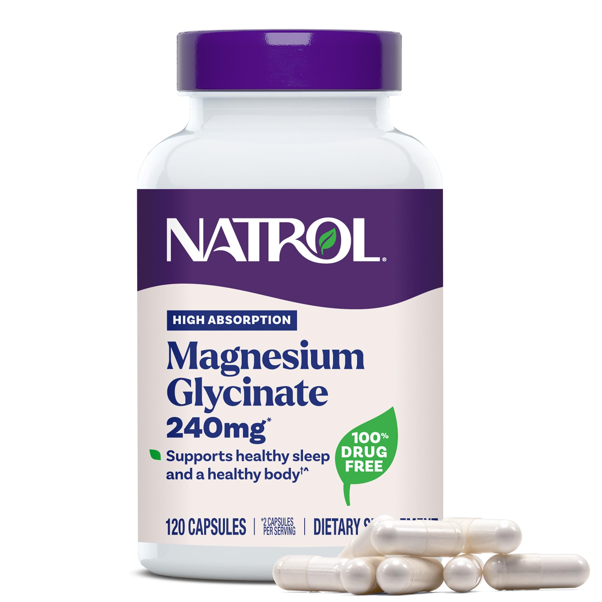 Natrol Magnesium Glycinate Capsules 240mg front view