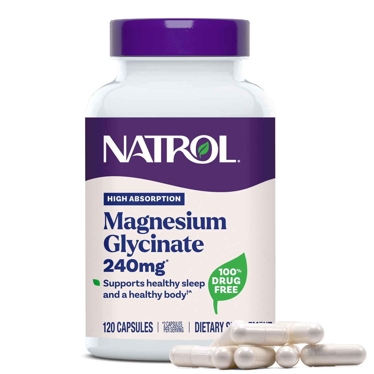 Natrol Magnesium Glycinate Capsules 240mg front view