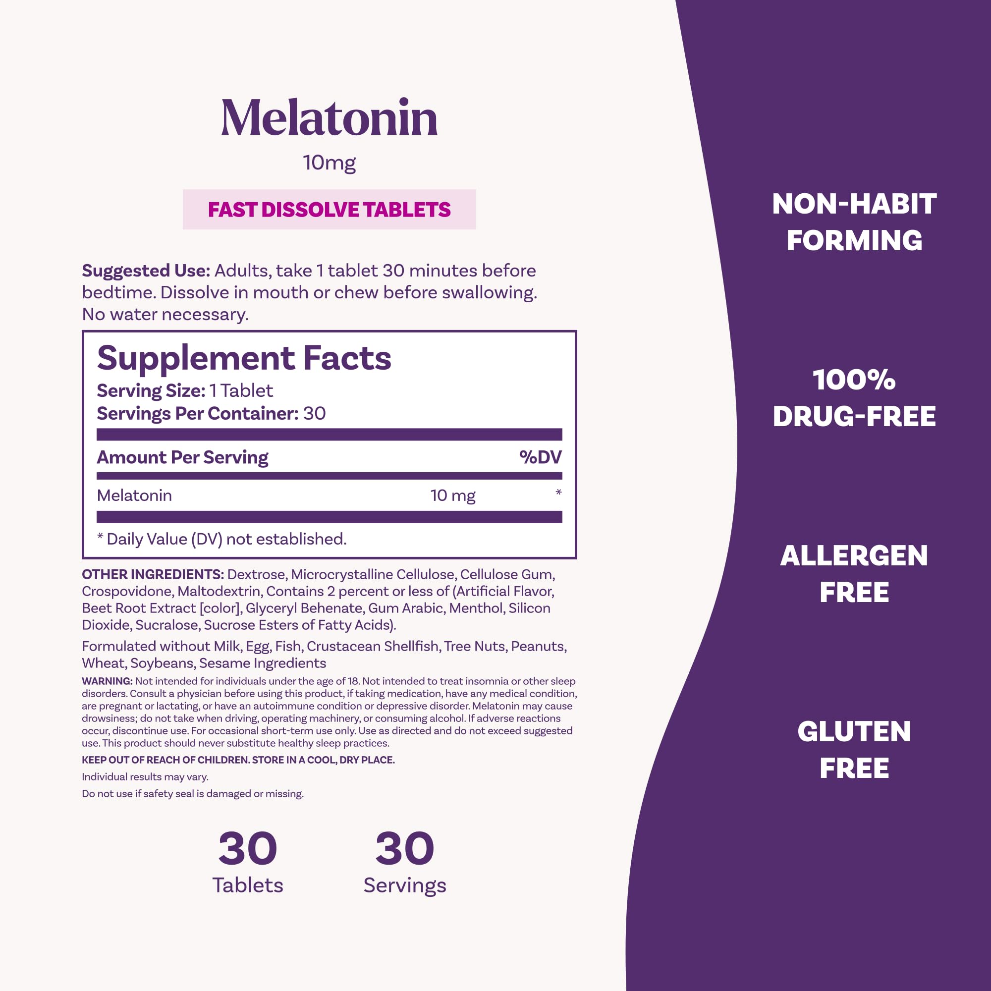 Natrol Melatonin 10 mg Fast Dissolve Tablets close-up of tablets