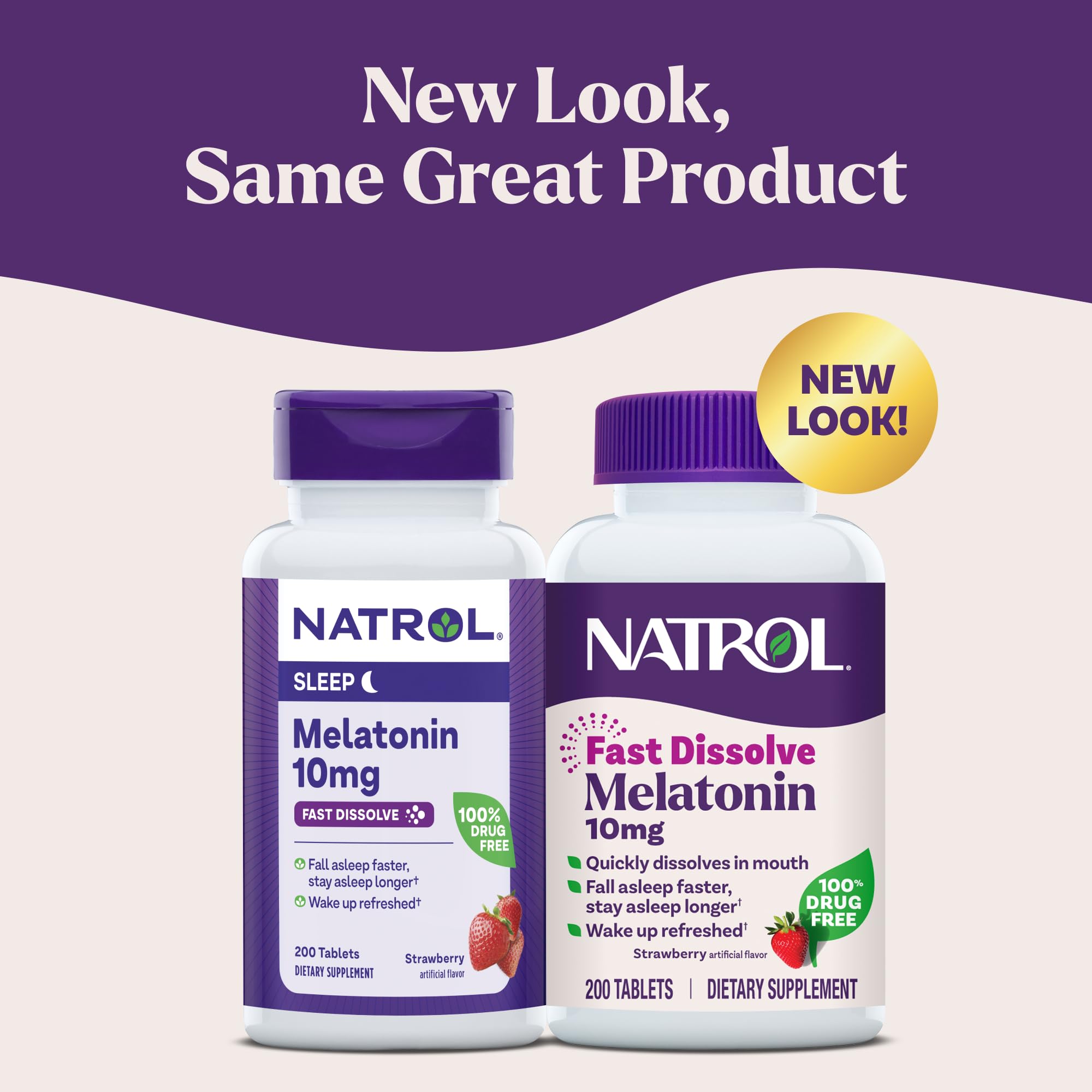 Natrol Melatonin 10mg Fast Dissolve Tablets showing strawberry flavour