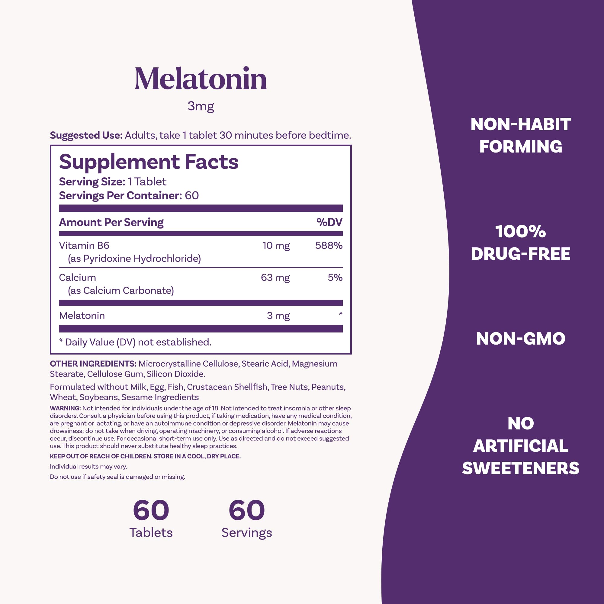 Natrol Melatonin 3 mg Tablets in a hand for size reference