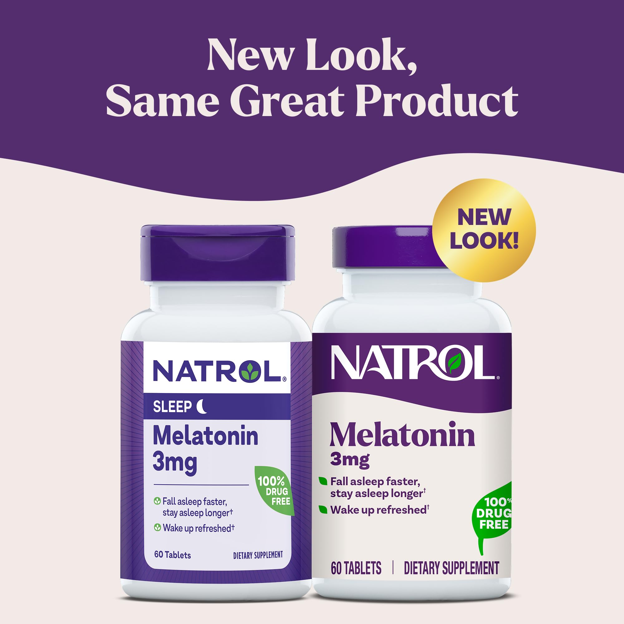 Natrol Melatonin 3 mg Tablets side view with dosage details