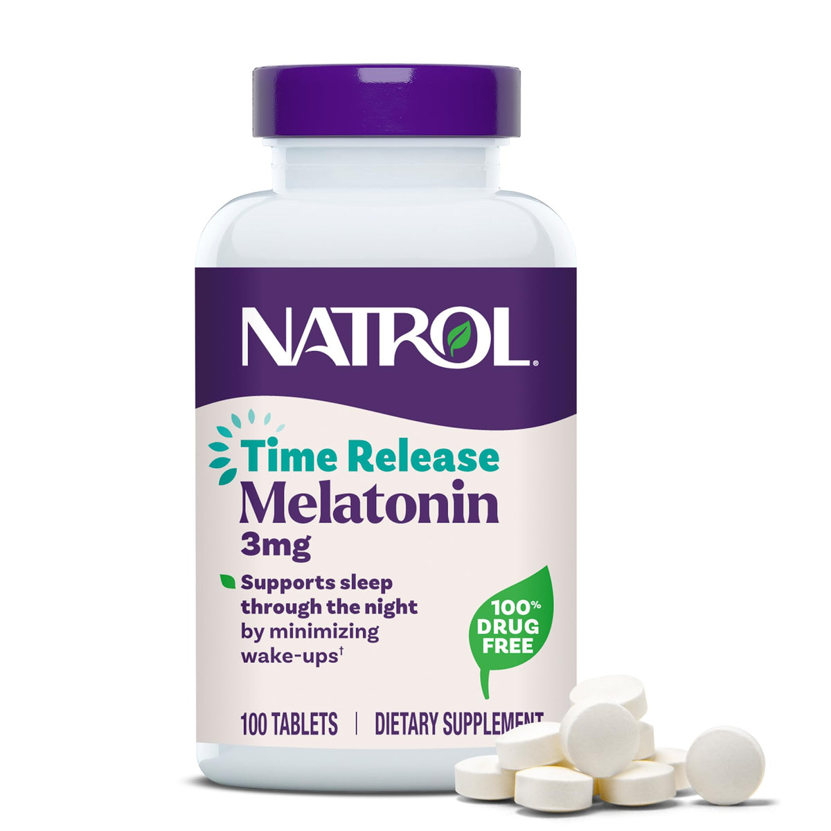 Natrol Melatonin 3 mg Time Release Tablets front view