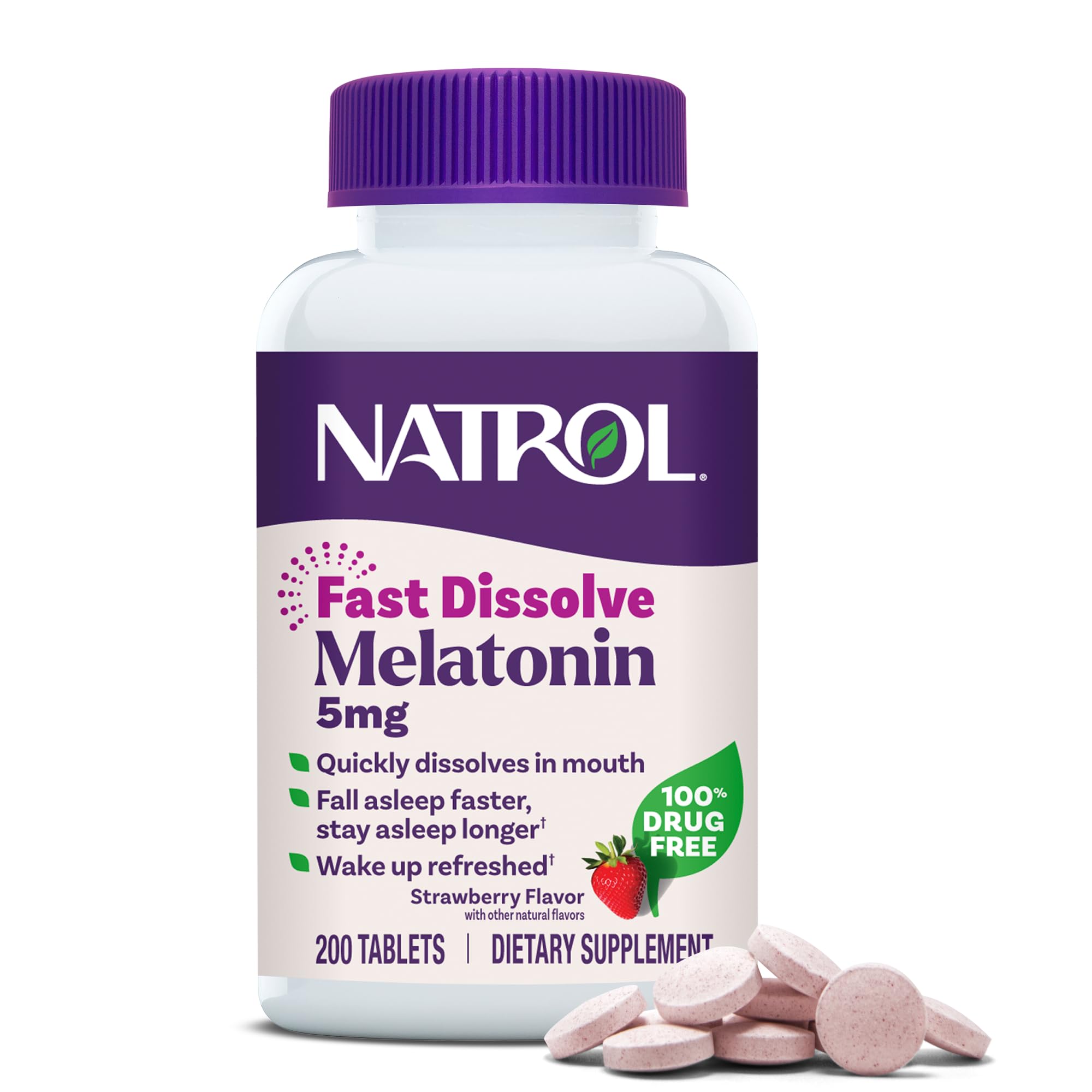 Natrol Melatonin 5 mg Fast Dissolve Tablets front view with packaging