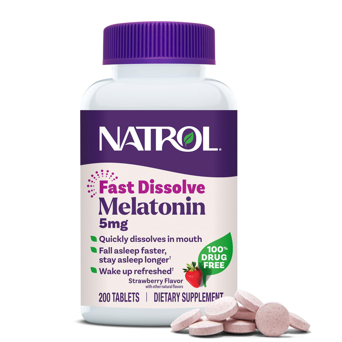 Natrol Melatonin 5 mg Fast Dissolve Tablets front view with packaging