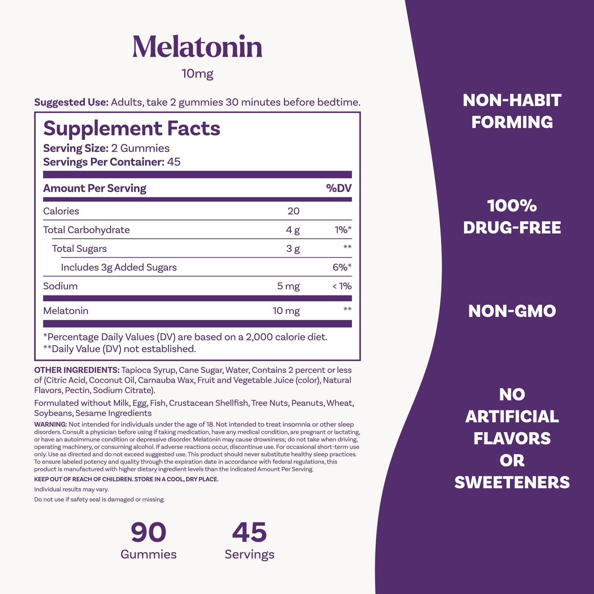 Natrol Melatonin Gummies 10 mg ingredients list