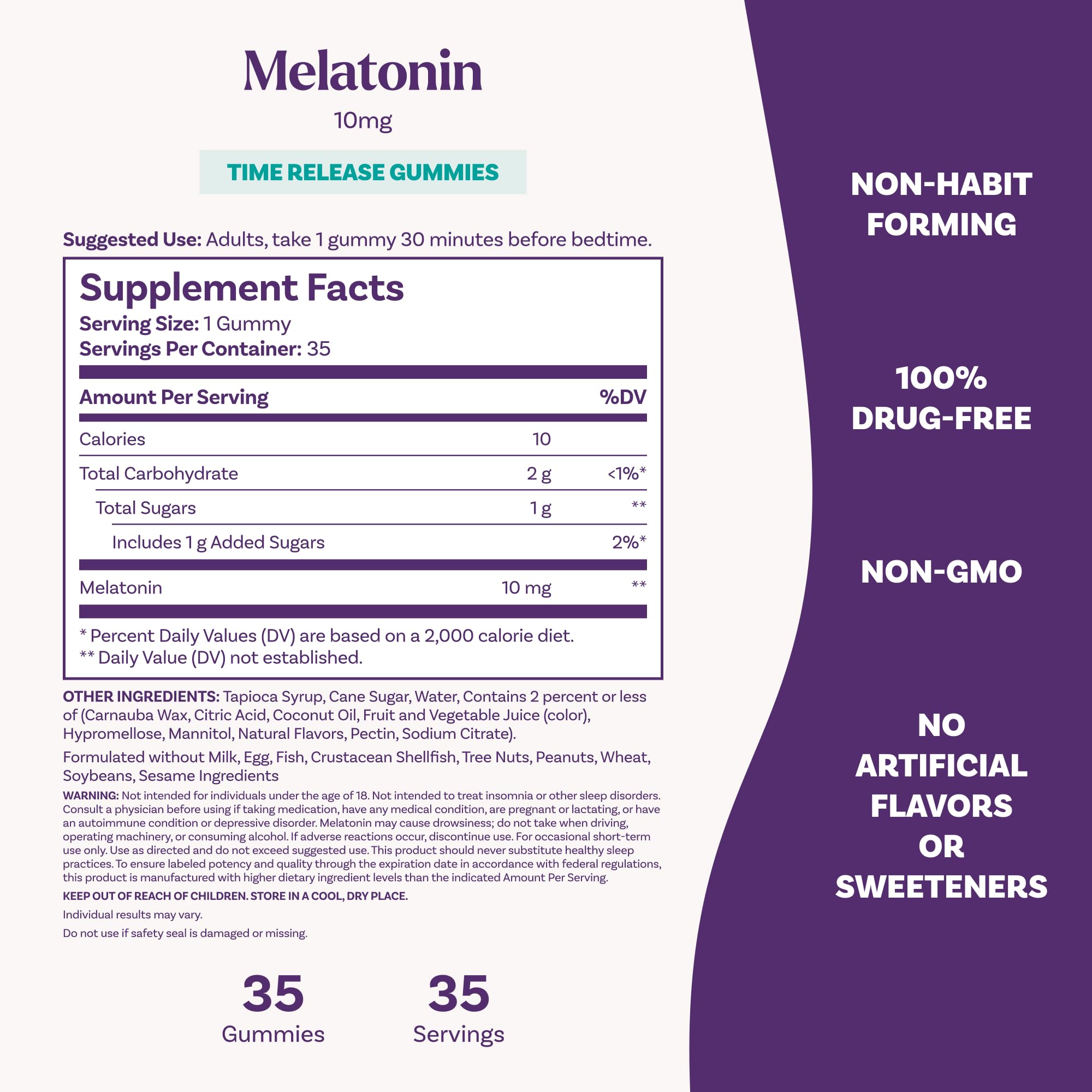 Natrol Melatonin Gummies 10mg Strawberry flavour back view