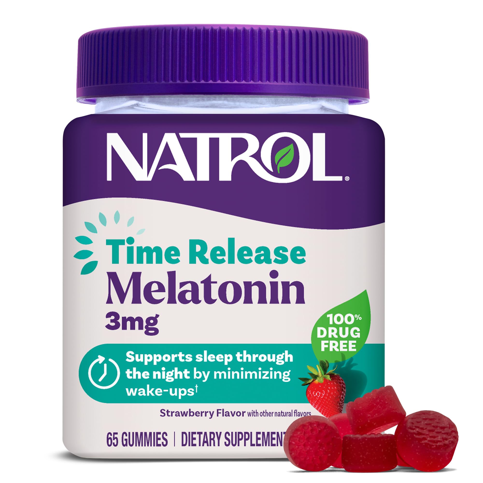 Natrol Melatonin Gummies 3mg strawberry flavour front view