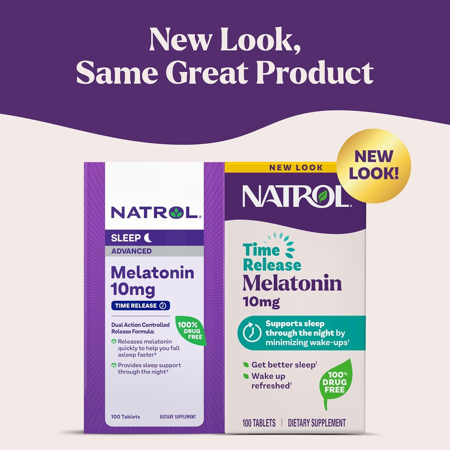 Natrol Melatonin Sleep Supplement back view with ingredients