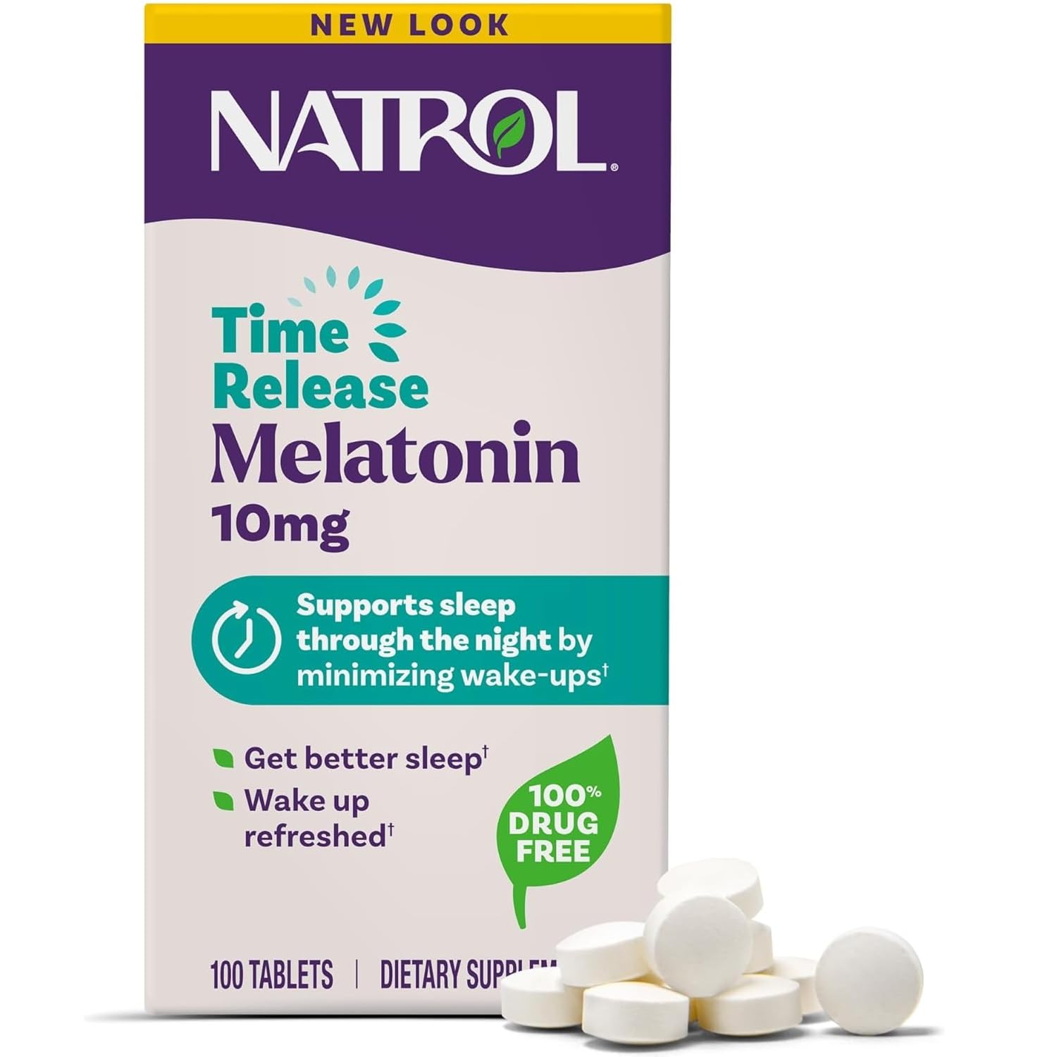 Natrol Melatonin Sleep Supplement side view of bottle