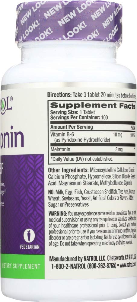 Natrol Melatonin Time Release 3 mg Sleep Supplement Tablets packaging