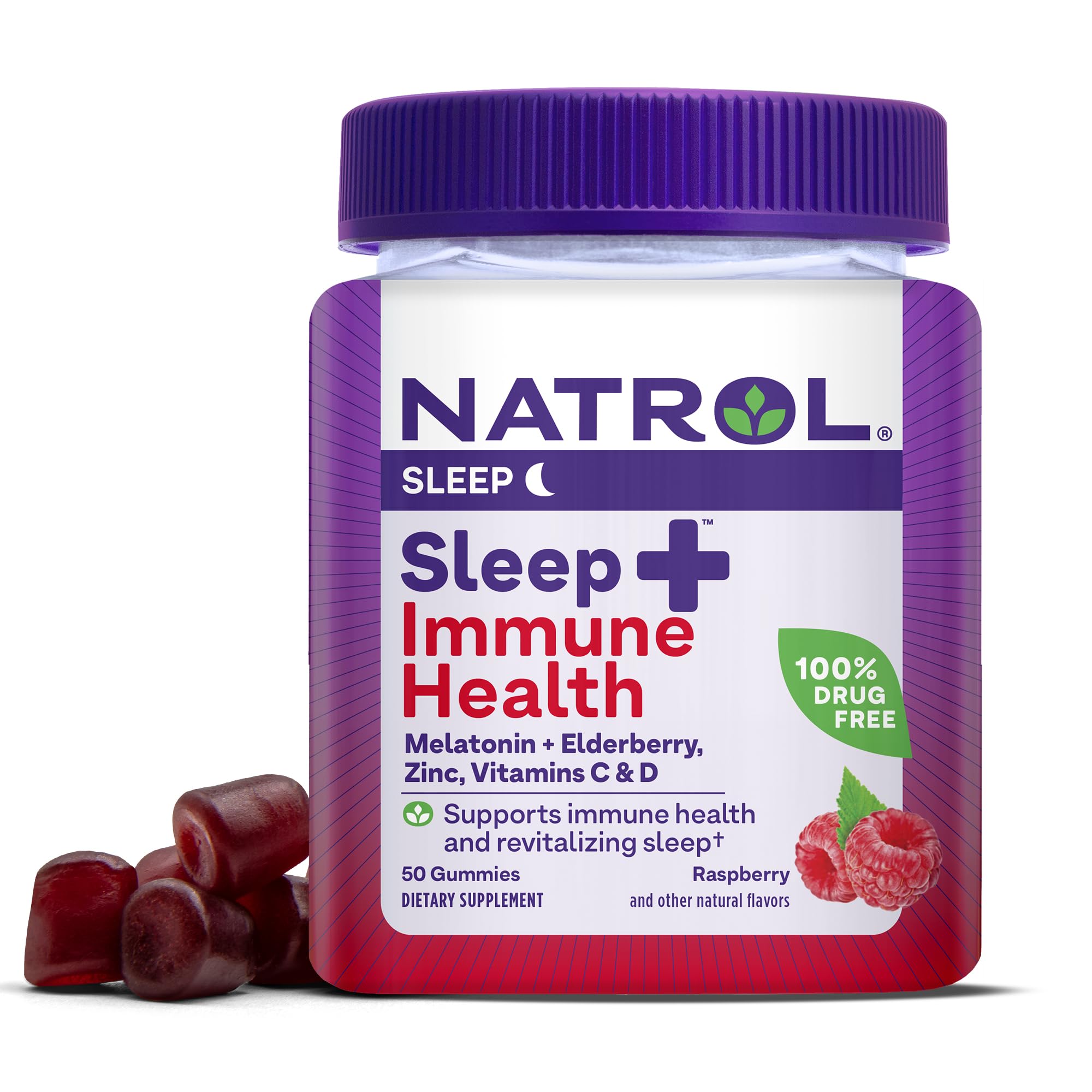 Natrol Sleep+ daily wellness Health Gummies 206g front view with strawberry flavour