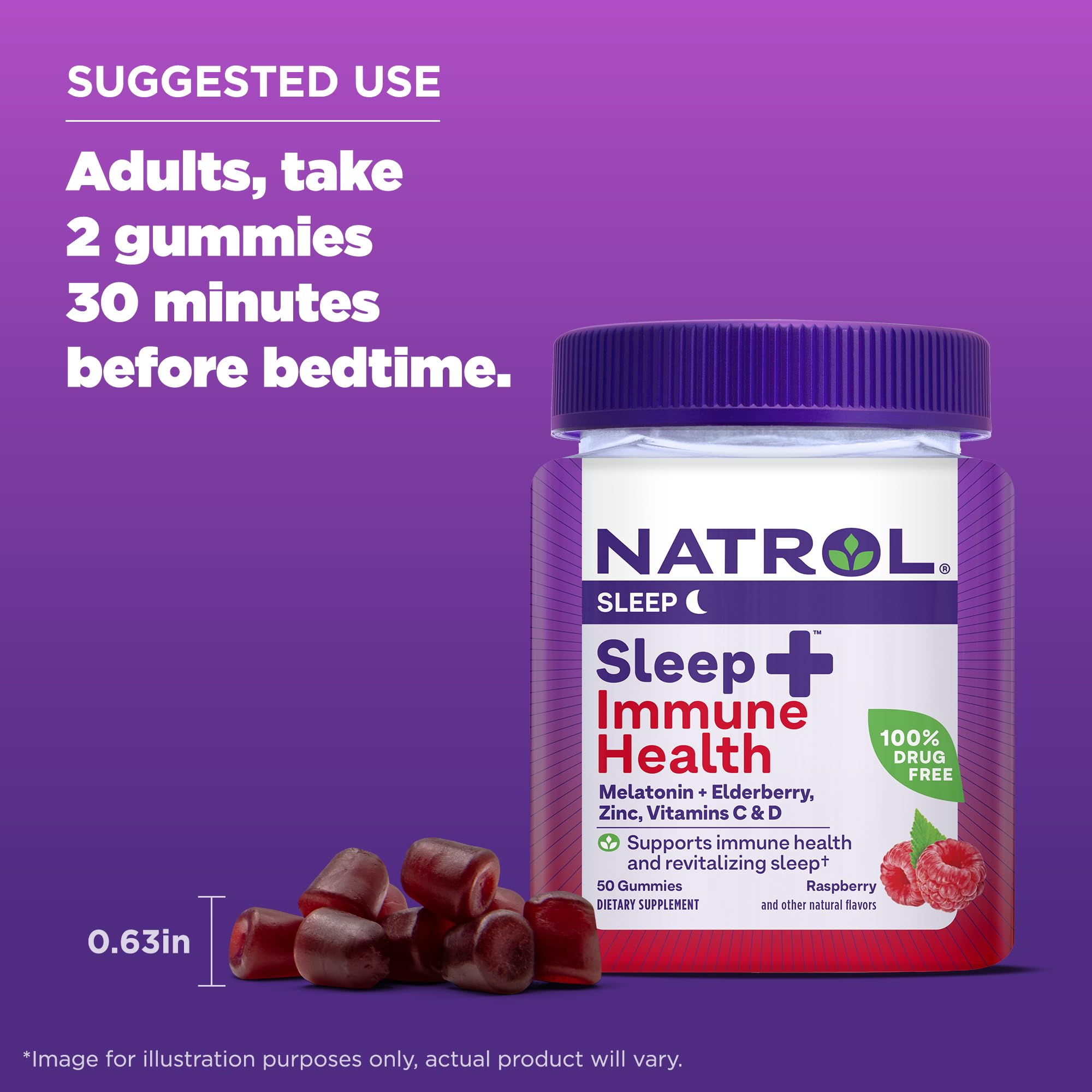 Natrol Sleep+ daily wellness Health Gummies showing serving size