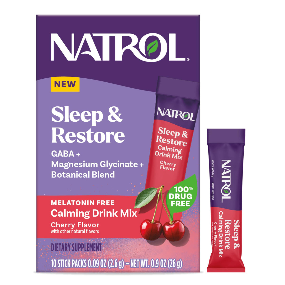 Natrol Sleep & Restore Magnesium Glycinate Drink Mix packaging front view